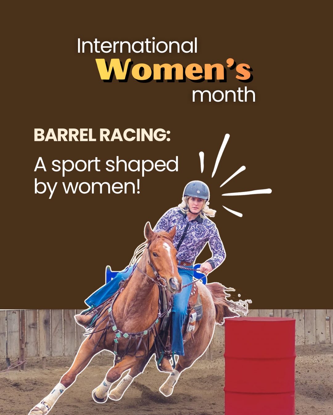 Barrel racing is more than speed, it’s history.
A sport created, developed, and led by women since the early days of rodeo.
From the first cowgirls racing barrels in the 1930s to today’s professional competitions, women have shaped the legacy of this incredible sport.
Today we celebrate the strength, skill, and passion of every cowgirl who steps into the arena.
International Women’s Month. ✨🐎
#barrelracinghorses
#womeninrodeo
#cowgirlstrong
#womeninsports