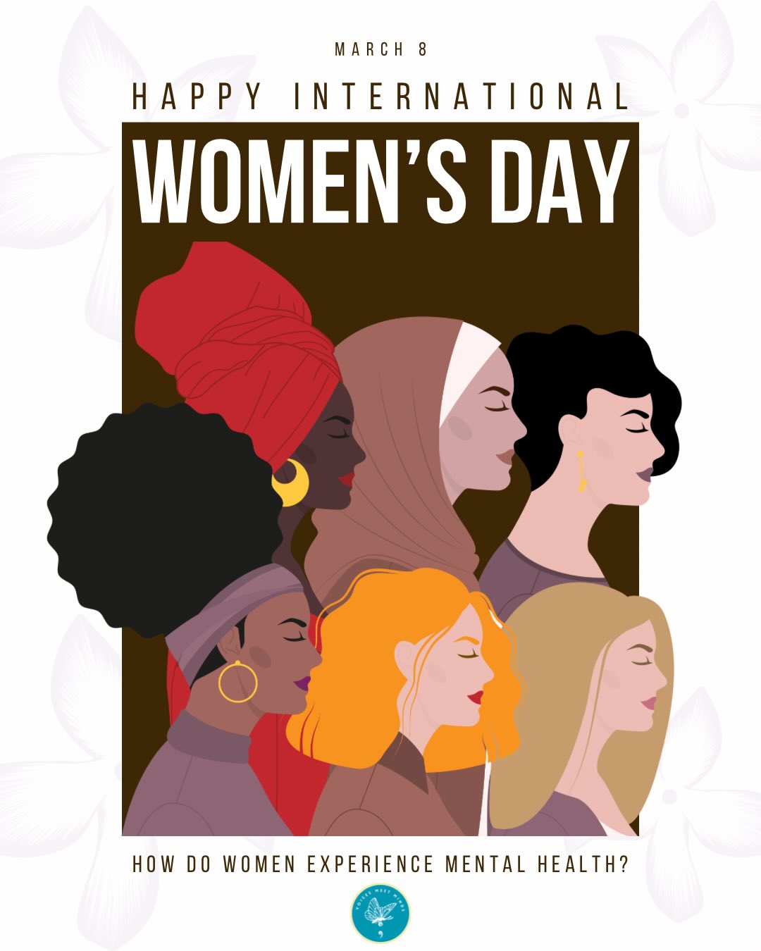 1 in 5 women experience a mental health condition each year.
Today, on International Women’s Day, we’re highlighting how women uniquely experience mental health challenges + sharing resources that can help.
Women experience higher rates of many mental health conditions due to a complex mix of biological, psychological, and social factors, including trauma exposure, caregiving pressures, and systemic inequalities.
But higher prevalence does not mean powerlessness.
Supporting women’s mental health means listening to their stories, advocating for access to care, and uplifting women’s voices in our communities. Whether you are a woman yourself or an ally, we all have a role to play in creating spaces where women feel seen, supported, and empowered.
🦋✨ What does supporting women’s mental health look like in your community?
#internationalwomensday
#womensmentalhealth
#mentalhealthawareness
#supportwomen
#endmentalhealthstigma