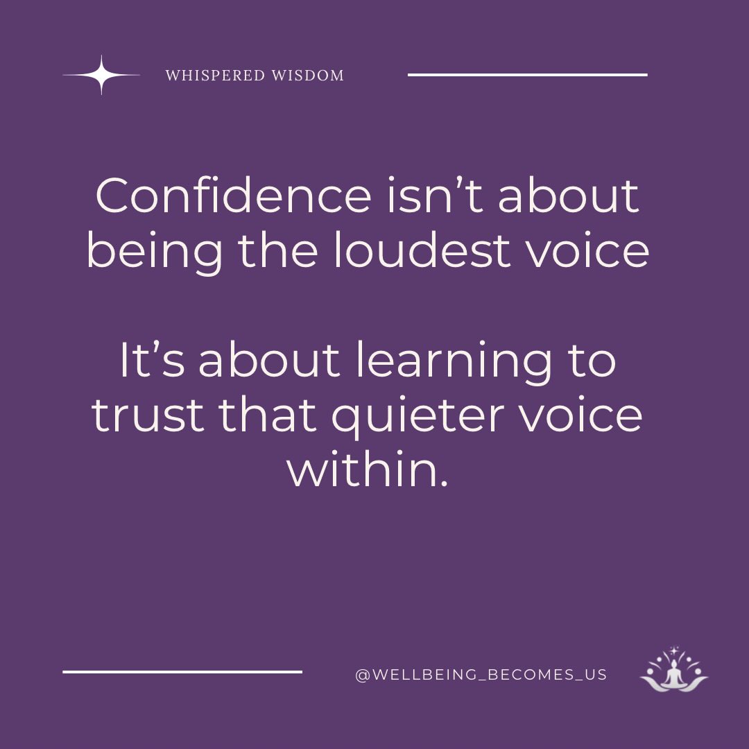 ✨ Wednesday Wisdom - Trust the Quiet Voice
There is a quiet voice inside you that knows what feels right.
It doesn’t shout but sometimes it gets lost in all the noise around. But be assured it’s always there — steady, calm, and you back to yourself.
Confidence isn’t about being the loudest voice in the room.
It’s about learning to trust that quieter one within.
Practical tip for today:
Take 2 minutes to pause and place one hand on your heart.
Ask yourself: “What do I know is right for me right now?”
Listen for the first gentle answer — and honour it with one small action today.
💜 The quiet voice within you already knows.