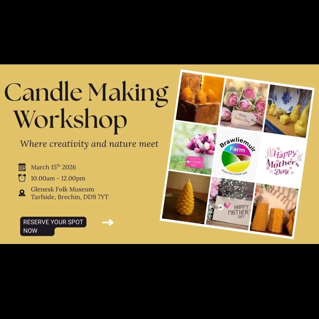 🐝✨ Looking for a special Mother’s Day experience?
Join us for a Beeswax Candle Making Workshop at the beautiful @glenesk_folk_museum .
📅 15 March
⏰ 10:00 – 12:00
📍 Glenesk Folk Museum
During this hands-on workshop you will learn how to make your own natural beeswax candles and discover more about the fascinating world of bees.
It’s a lovely way to spend a creative morning and a perfect experience to share for Mother’s Day.
⚠️ Booking is required via the Glenesk Folk Museum website:
https://www.gleneskfolkmuseum.org/shop-1
I look forward to welcoming you! 🐝🍯
#brawliemuirfarm #beeswaxcandles #glenesk #scottishworkshops #mothersday