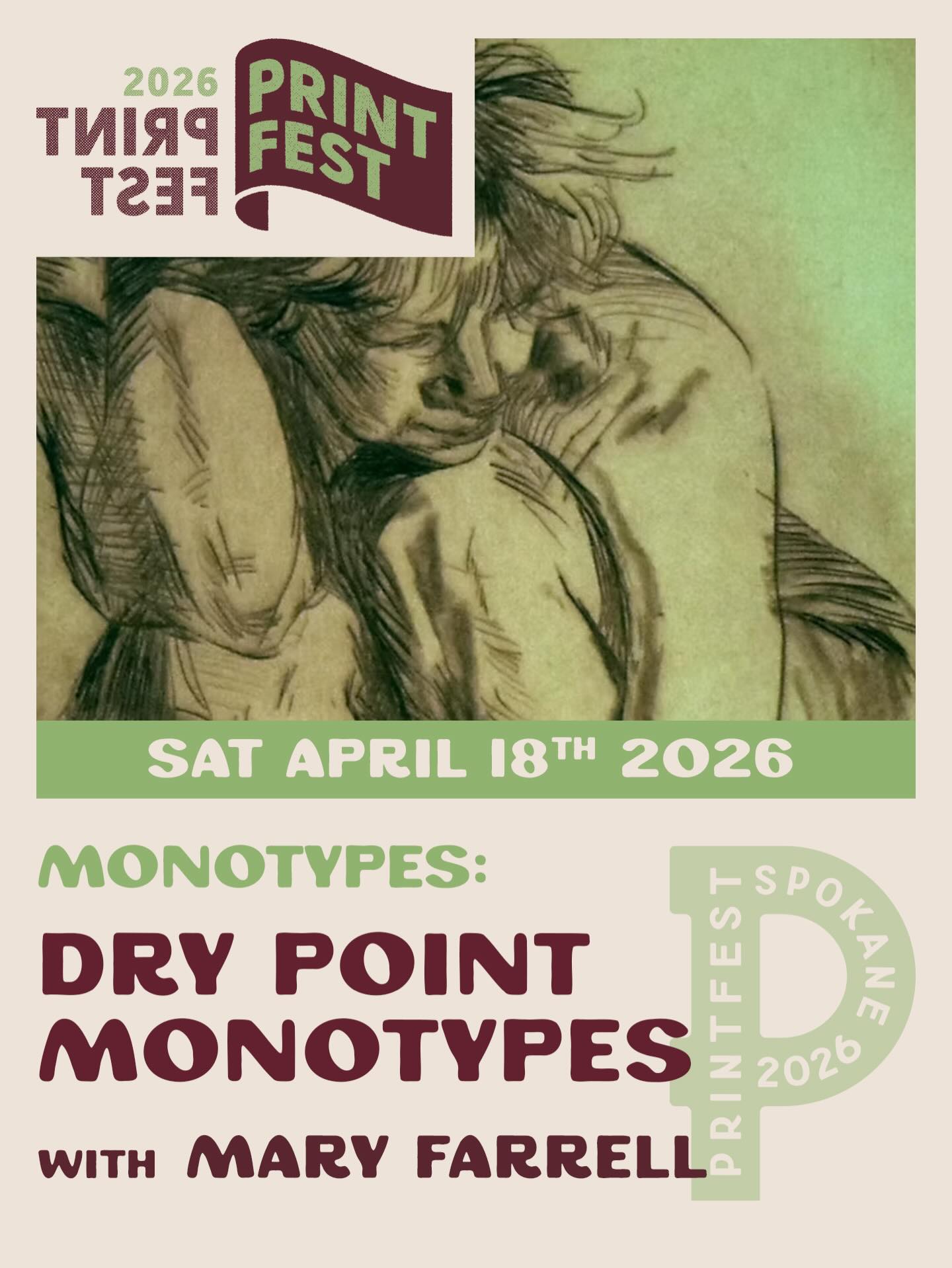 Dry Point Monotypes w/Mary Farrell Saturday, Apr 18 from 10 am to 1 pm @spokane_print
Experience Print Fest @spokane.print.fest 2026! Learn Dry-Point Monotypes with local legend Mary Farrell @mbfarrellarts
Join us for this special Print Fest 2026 event. Students will learn the following objectives:
Dry-points using plastic surfaces
Plate preparation
Ink preparation
Mark-making, layering and transparency
All Materials included with ticket fee.
ticket link in bio
https://www.eventbrite.com/o/20076341488?aff=ebdsshios
#printfest #sppc #spokane