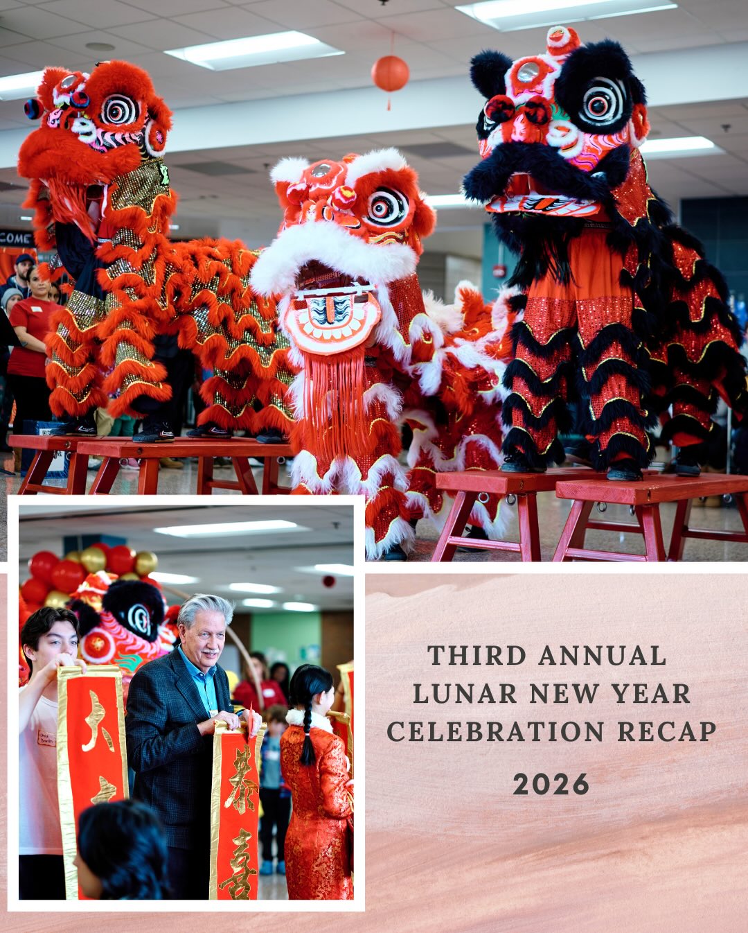 The Edina Asian American Alliance (EAAA), Edina High School (EHS) Chinese Club, and Asian American & Pacific Islander Student Union (AAPISU) were thrilled to host our Third Annual Lunar New Year Celebration: 2026 Year of the Horse!
We are so thankful to everyone who came out in joyous celebration and community togetherness. This was our biggest and best year ever!
We reconnected around Community Favorites: our fun crafts, AAPISU games, youth lion parade (thank you Creek Valley and Zhanhua Wen!), Welwe Dumplings (thank you for year 2 of deliciousness and sponsorship!), South View & Valley View Chinese Choir (thank you Wang Lao Shi!) and New Delights: Hong De Wu Guan’s Lion Dance, new partnerships with amazing local family businesses: Yangtze Restaurant, Great Wall Chinese Restaurant, Zoe Liu, and Edina Coffee Roasters.
It was especially meaningful to recognize Mrs. Nguyen Dang, who received the 2025 AAPI Educator of the Year Recognition (thank you Thuy Anh Fox, Principal Domer, and Concord Elementary School Community!) and hear from our additional, very special featured speakers (Mayor Hovland, Dr. Bittman, Principal Bass, EHS Black Student Union (BSU), EHS South Asian Society (SAS), Edina Somali American Community (ESAC), and Edina Muslim Community (EMC), to also recognized February as Black History Month and the month of Ramadan.
Thank you Daniel Martinus and @lucyrose.photography11 to capture the energy and spirit of Lunar New Year.
And of course, the heart and soul of the event –our intergenerational Lunar New Year Committee and event volunteers. It is amazing and empowering to come together each year to do all the work <3
