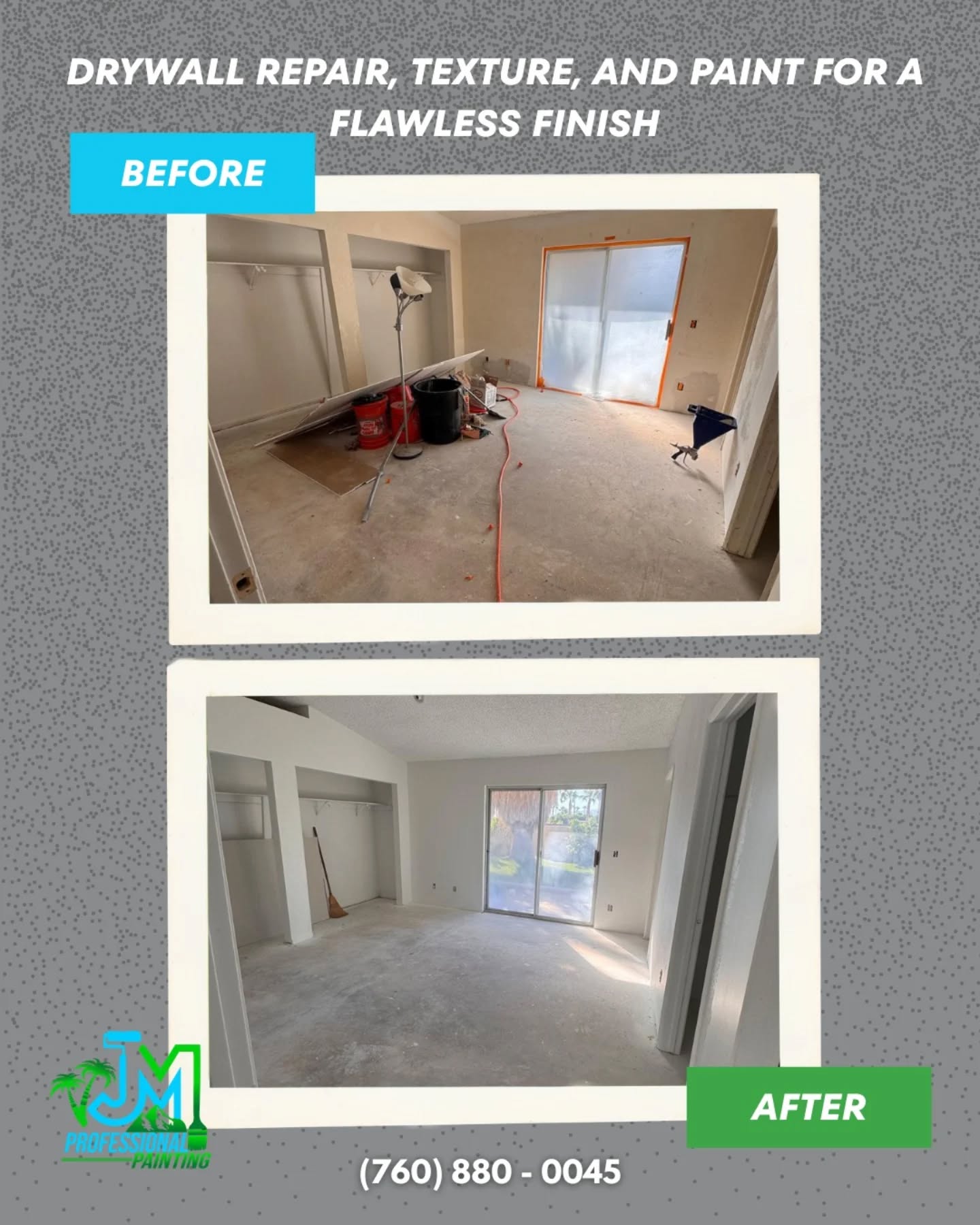 We handled the drywall repair, texture, and paint to give this space the flawless finish it deserved. Whether it’s a single room or a full home refresh, we’ve got you covered.
Ready to transform your space?
📞 Call us at (760) 880 - 0045