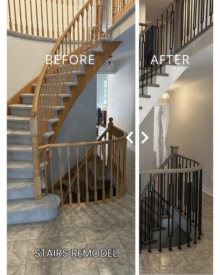 ✨ Staircase Transformation ✨
One of the most impactful upgrades you can make in a home? The staircase.
In this remodel, we completely refreshed the space by removing the outdated carpeting and replacing it with custom stained wood treads, paired with sleek black metal spindles and updated handrails.
The result?
✔️ A cleaner, more modern aesthetic
✔️ Improved sightlines and an open-concept feel
✔️ A dramatic contrast that adds architectural interest
✔️ Easier maintenance and long-term durability
By eliminating carpet and introducing rich wood tones with bold black accents, the staircase instantly became a statement feature instead of just a functional element. The space feels brighter, more elevated, and seamlessly connected to the rest of the home.
Sometimes, it’s not about changing the layout — it’s about refining the details that transform the entire look and feel.
Thinking about updating your stairs? Let’s create a focal point you’ll love every time you walk through the door. 🖤
#homerenovation #homerenovations #stairs #interiordesign #customstairs