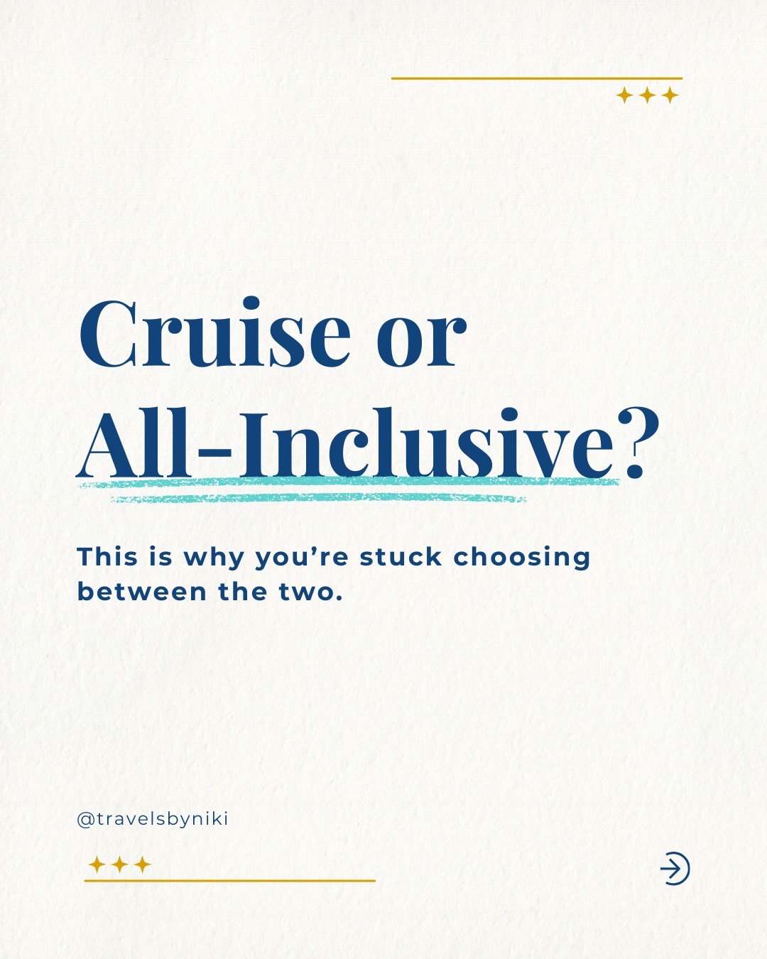 People often compare cruises and all-inclusives based on price or popularity.
That’s usually where confusion starts.😵💫
The better question is: how do you want your days to feel?
Do you like waking up somewhere new every morning, with built-in structure and entertainment? Or do you want slow mornings, one beautiful beach, and no need to move around?
Both can be incredible.
Both can feel exhausting if they don’t match your energy.
The goal isn’t to pick what sounds impressive.
It’s to choose what will actually help you recharge.
If you’re torn between the two, don’t guess.
Fill out our inquiry form, and let’s choose the one that fits you before deposits are made.
.
.
#cruise #cruisevacation #allinclusivevacation #allinclusiveresort #vacationideas