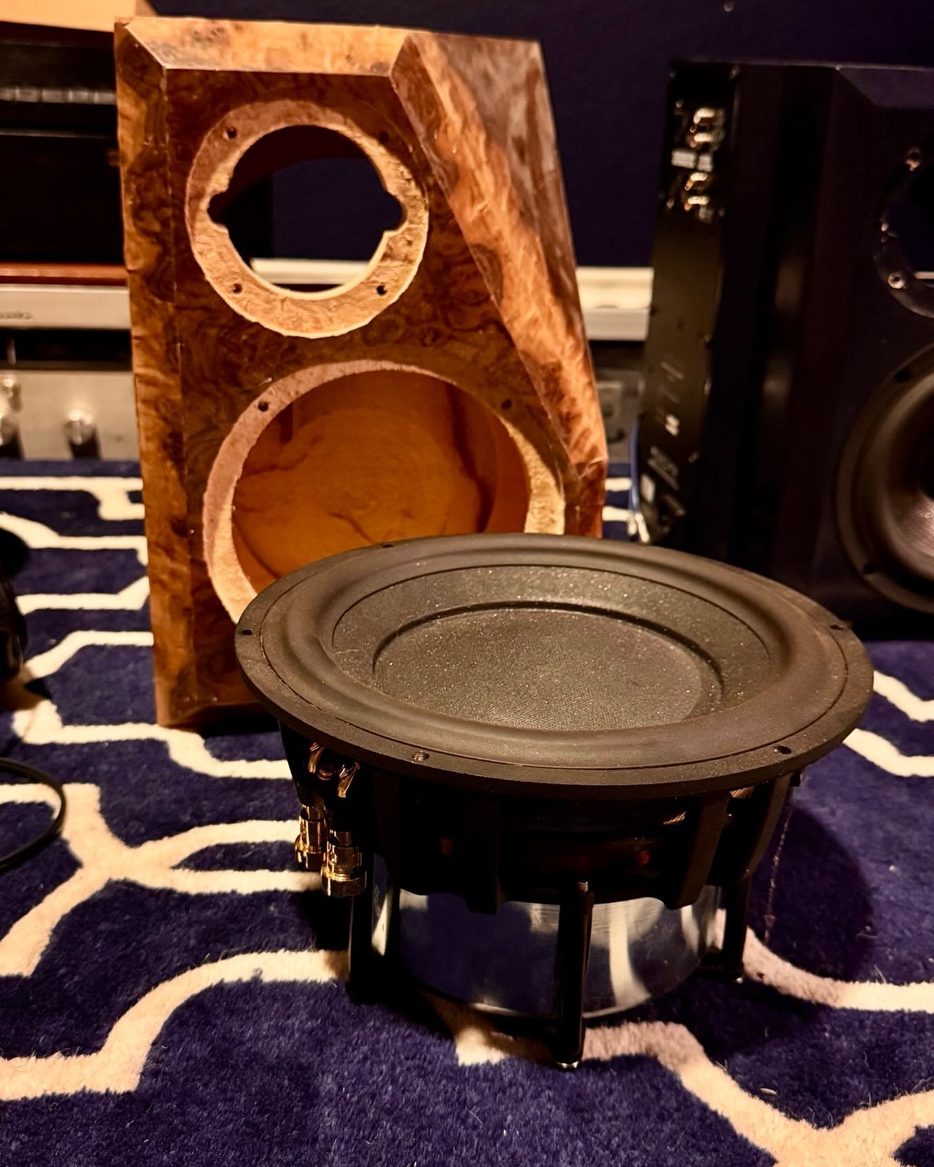 The rear firing subwoofer on our 3-way bookshelf