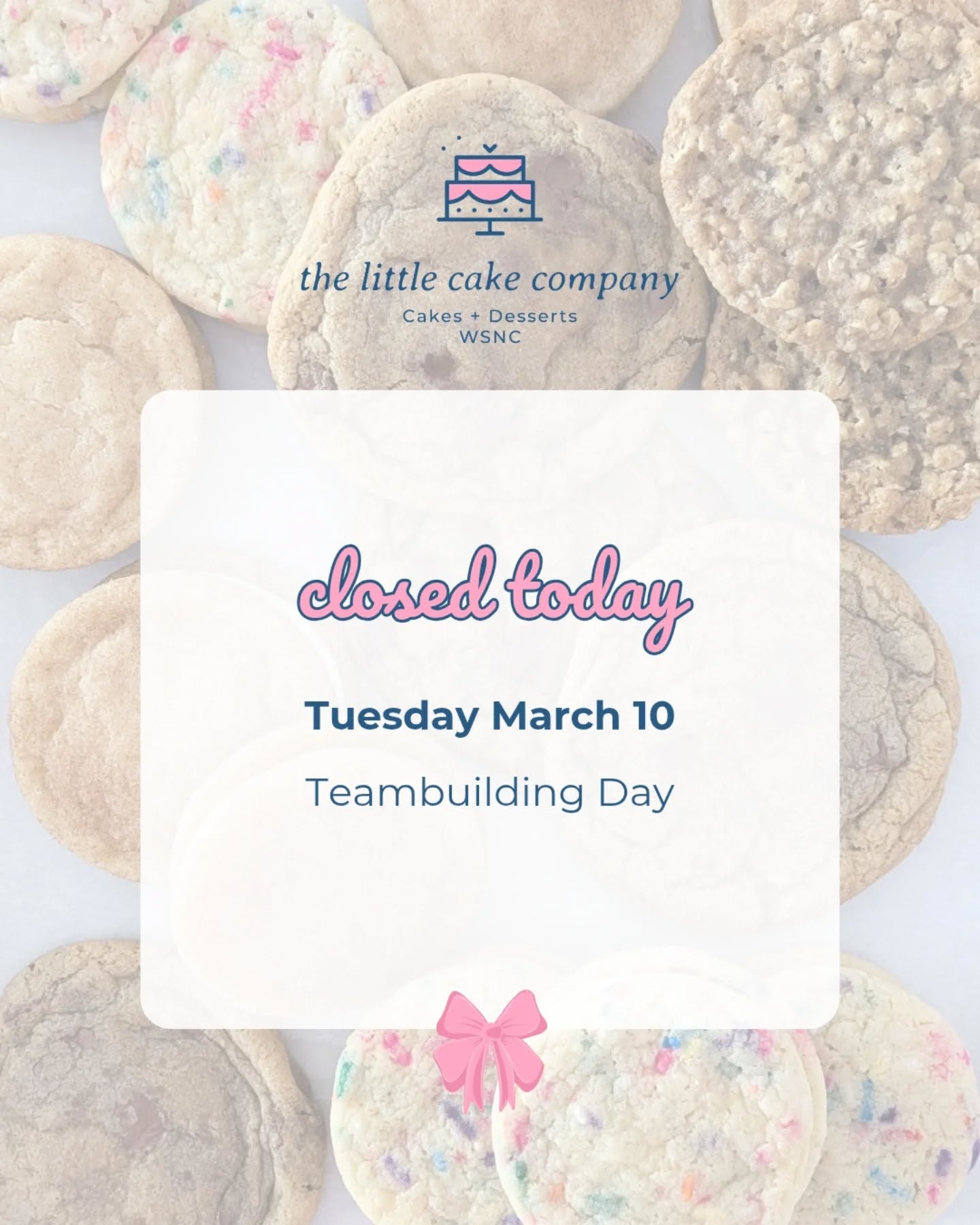 We are closed today for a teambuilding activity! We'll be open normal hours the rest of the week 💕🧁✨