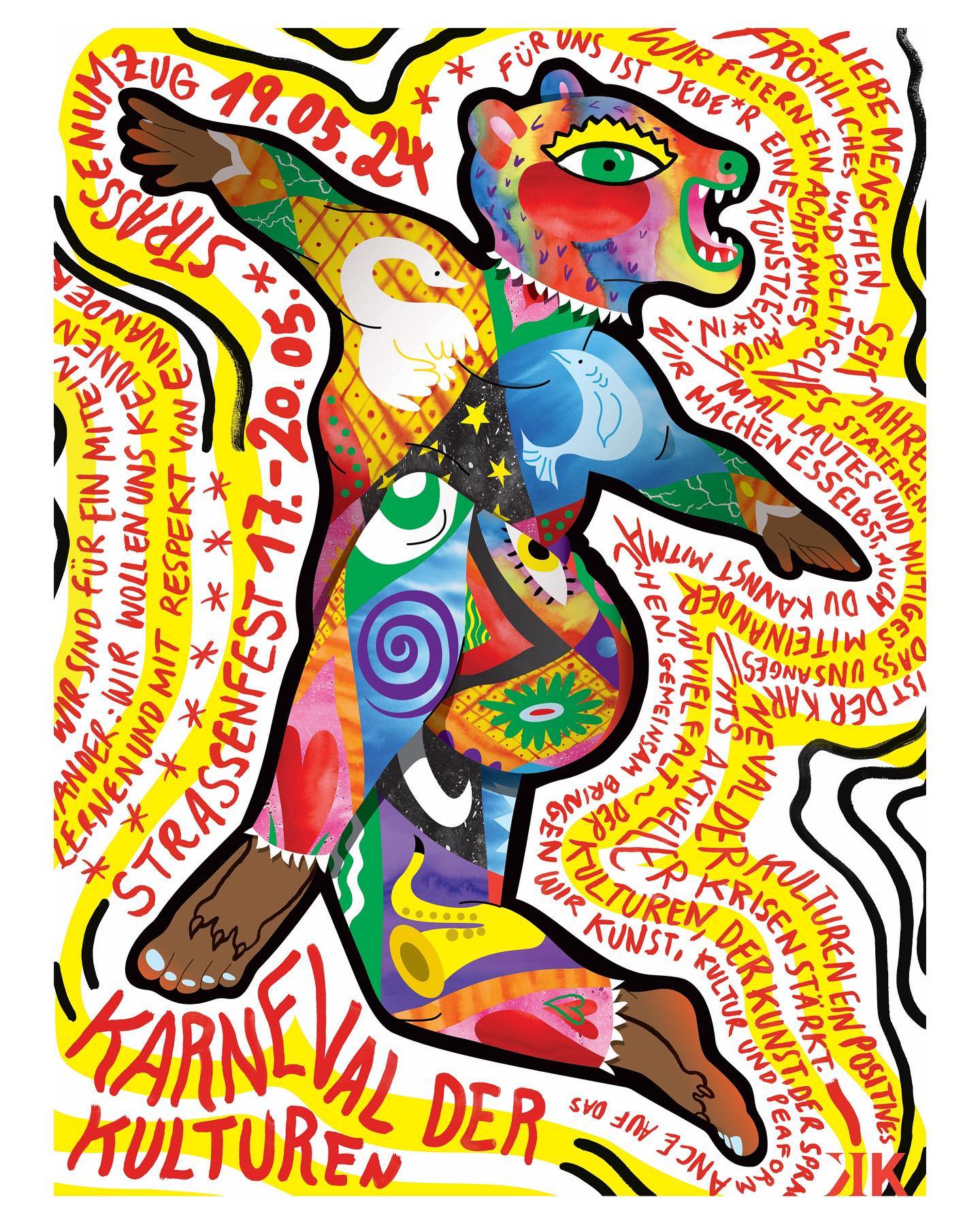 The Karneval has started!!🙌🏽🎉
Thank you Geraldine Hepp, Aissatou Binger and the whole @karneval.berlin team for this exciting collaboration on the first illustrated Karneval der Kulturen poster! 🙏🏾❤️
This institution of an event in Berlin, brings together people, cultures, art, performance and is a beautiful political statement in support of diversity, living and learning from one another. ✨They have a wonderful manifest, which is in part on the poster but which you can read in full on their website.👀
.
.
.
#karnevalberlin #karnevalderkulturenberlin #poster #illustration #art #diversity