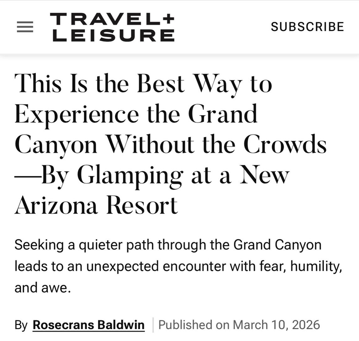 What if the best part of your Grand Canyon trip isnāt the canyon? š
Thatās what @travelandleisure explored in their newest feature on Backland Luxury Nature Resort.
A secluded luxury nature resort where guests explore the Grand Canyon by day and fall asleep beneath a sky full of stars by night.
Comment GRAND and weāll send the article to your dmās!
#grandcanyonnationalpark #travelandleisure #uniquehotels #naturehotel