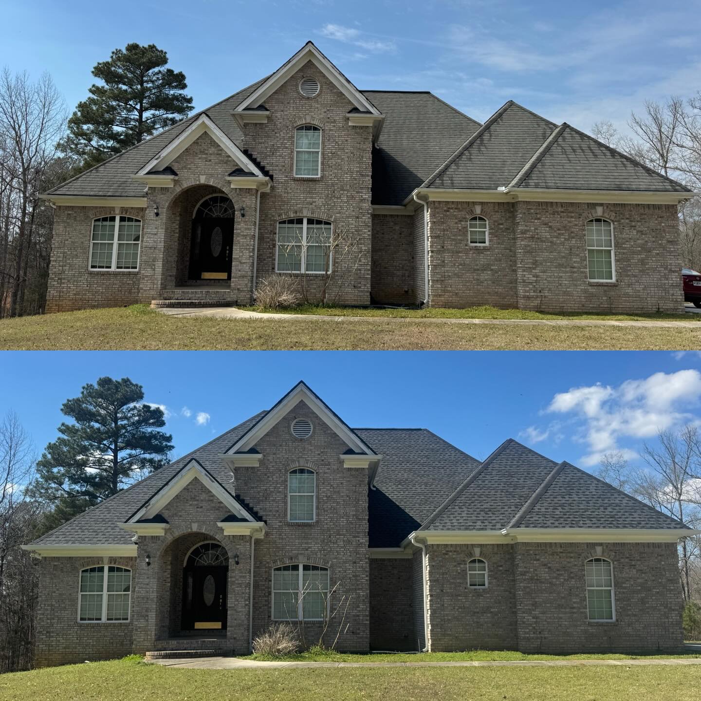 Before and after pics of a new GAF Timberline Charcoal HDZ Shingle….