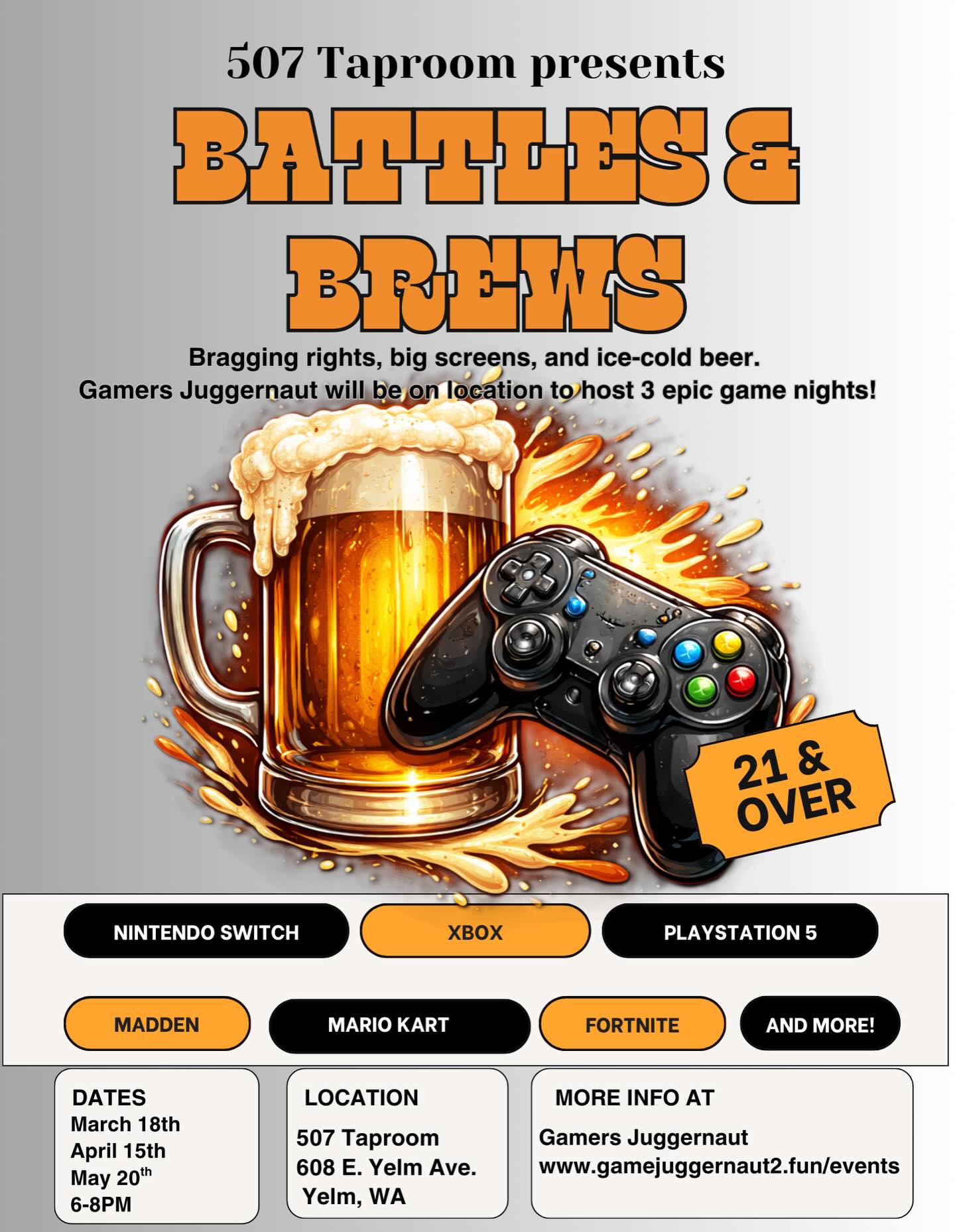Join us at @507taproomandfillstation for an ADULTS ONLY night of Battles & Brews! Our first event in this series is 3/18 from 6-8PM. You don’t want to miss this!