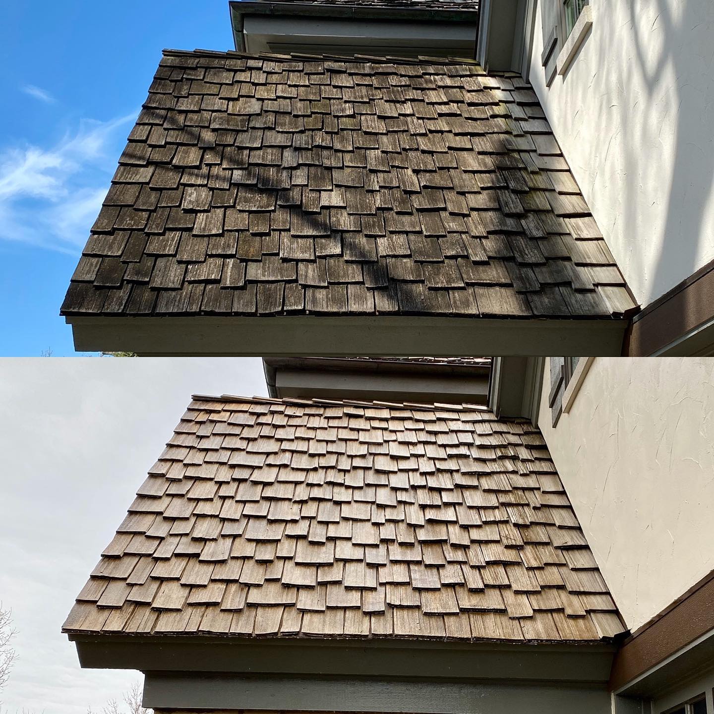 Black/Green algae ? Call us we can help ! Ask about our Soft wash process #cedarroofcleaning #cedarroofmaintenance #softwashing