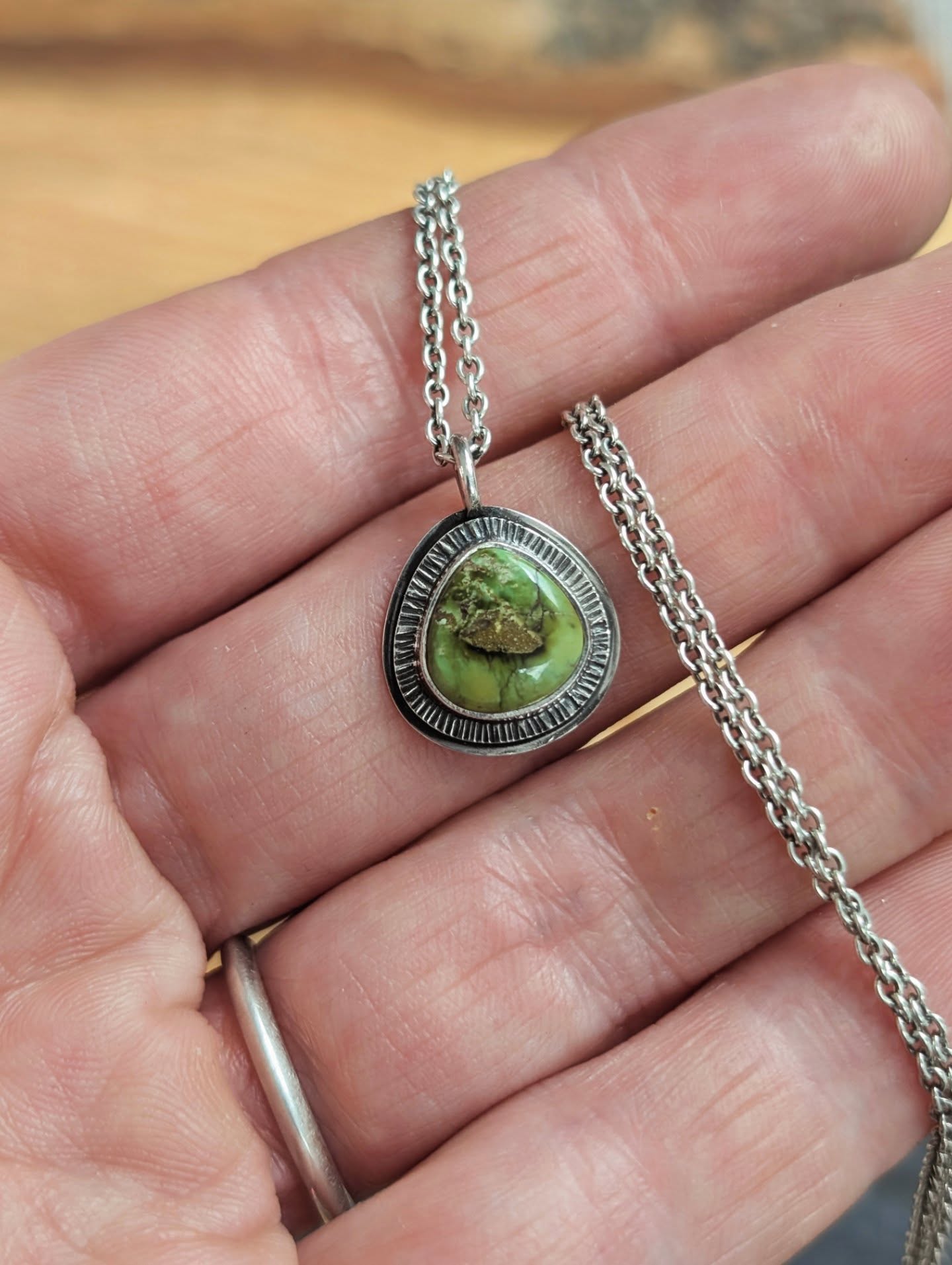 Mini Sonoran Sunburst Talisman Collection now live on the store!
Sonoran Mountain Turquoise set in Sterling Silver. Each pendant has a Sunburst design with a oxidised finish. Each stone is one of a kind so grab yourself a green beauty while you can.