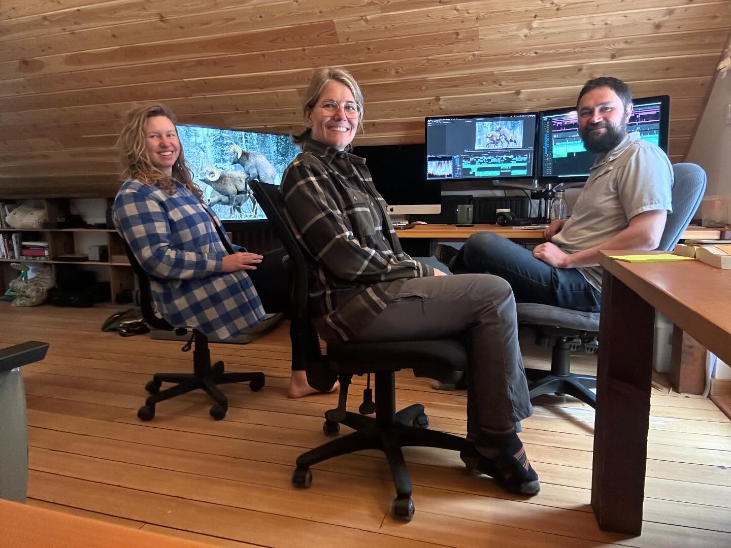 The big fine cut edit push for our documentary Animal Pride in the sweet Ymir cabin with our incredible Editor Danny Cox, Director Rio Mitchell and the lovely Manny dog. Looking forward to the next stage-colour, sound, our amazing score. @handfuloffilms @cbcdocs #animalpridedoc #editsuite #kootenaylife