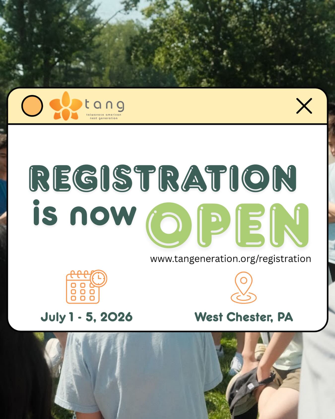👋HEY👋 YOU KNOW WHAT TIME IT IS……….. registration is now open for TANG 2026 🥰 prepare to get sick of me ….. LINK IN BIO