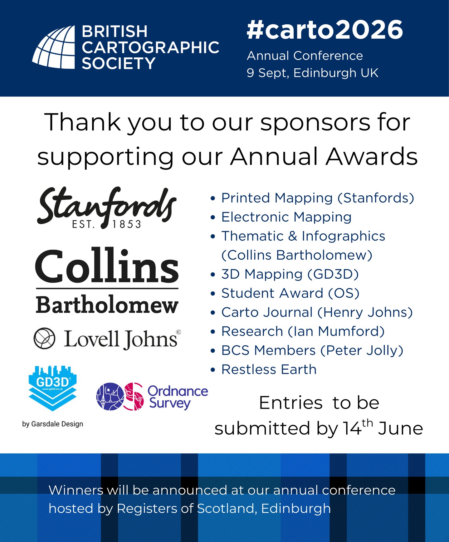 🏆 BCS Awards 2026 🏆
Entries open until 14th June. Thank you to all our sponsors, judging panels and supporters who make this an amazing competition to be involved in and help celebrate the best mapping in the world!
Get your entries in now!
https://www.cartography.org.uk/awards
