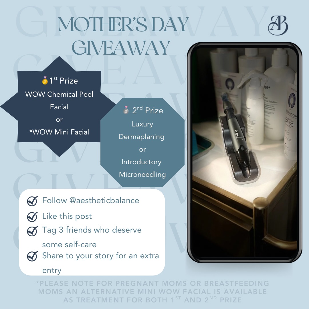 🌸 Mother’s Day Giveaway 🌸
To celebrate Mother’s Day I’m giving away two skin treatments at Aesthetic Balance.
🥇 1st Prize
WOW Skin Treatment: Choose between WOW Mini Facial or a WOW Chemical Peel Facial
🥈 2nd Prize
Choose between: Luxury Dermaplaning or Introductory Microneedling
How to enter:
1️⃣ Follow @aestheticbalance
2️⃣ Like this post
3️⃣Tag minimum of 3 friends who deserve some self-care
4️⃣Share to your story for an extra entry
Winner announced on 15th March 2026
Unlimited entries – tag as many friends as you like 💫
*PLEASE NOTE FOR PREGNANT MOMS OR BREASTFEEDING MOMS AN ALTERNATIVE MINI WOW FACIAL IS AVAILABLE
AS TREATMENT FOR BOTH 1ST AND 2ND PRIZE
Good luck!
#MothersDayGiveaway #SkinClinic #AestheticClinic#SkinTreatments#selfcare