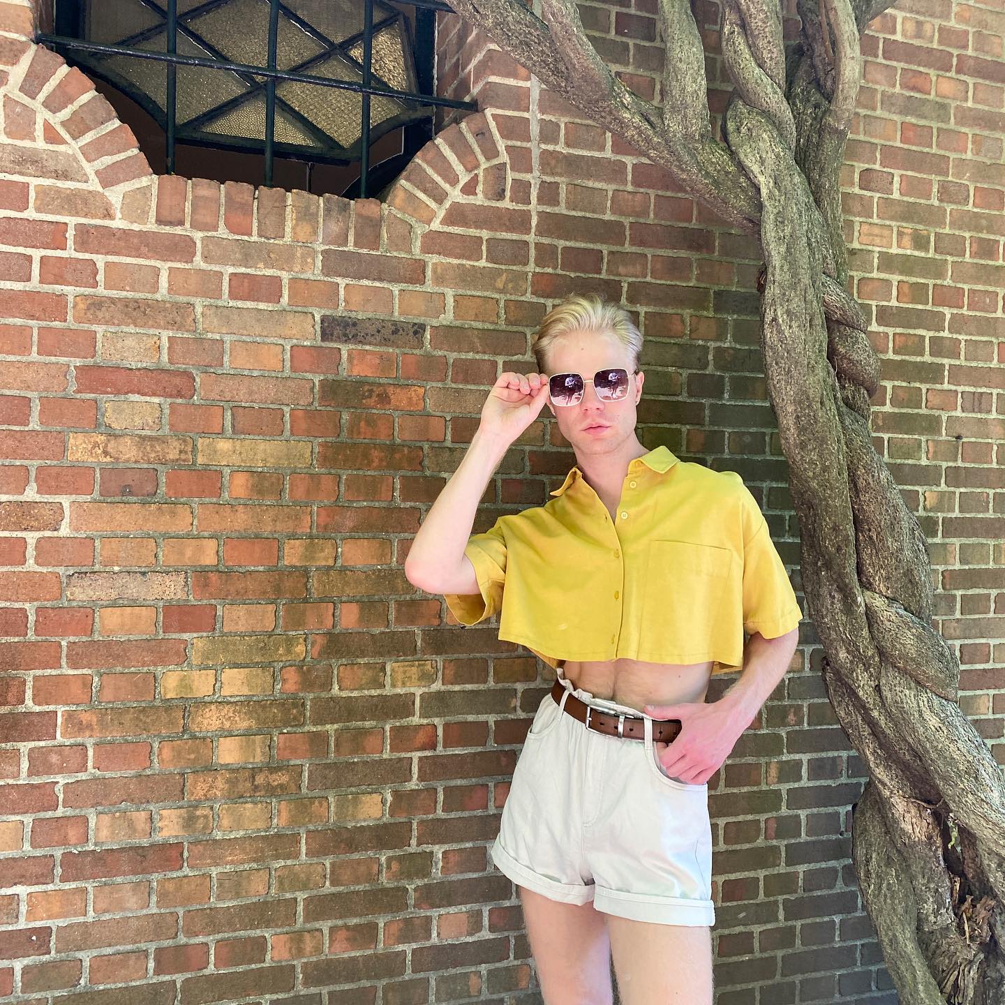 Pasty white thighs and clear blue skies