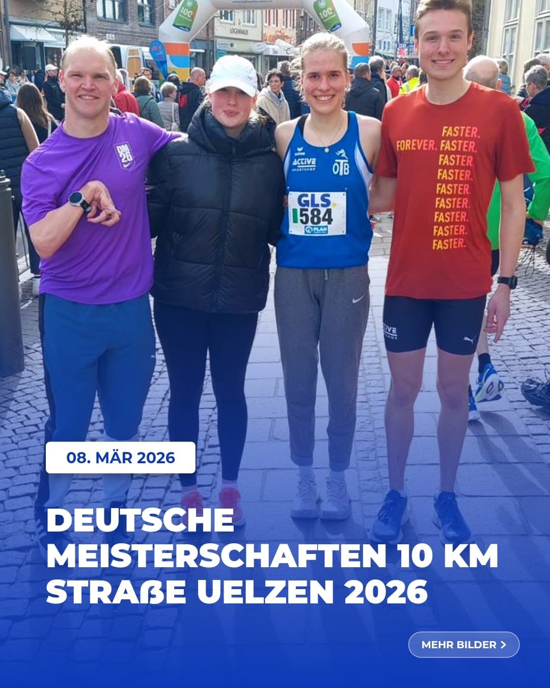 Voller Erfolg bei den Deutschen Meisterschaften 10km Straße in Uelzen.
Am Sonntag hieß es für die @otb_osnabrueck Athletinnen und Athleten @carolin.kmy @annika_kkl @jonas.kmy und @ulf_phlmn „Uelzen is calling“.
Den Anfang machte Carolin, die die 5km im Rahmenprogramm der Deutschen Meisterschaften mitlief. 23:35min standen am Ende auf der Uhr und damit ein stabiles Ergebnis.
Danach wurde es dann für die Jungs spannend. Um 11 Uhr fiel der Startschuss für die 10km.
Ein riesiger Erfolg wie sich nach dem Rennen zeigte: Jonas zum ersten Mal unter 30min. 29:41min ist eine bärenstarke Leistung. Ulf legte nach und lief mit einer 44:07min nicht nur eine deutliche PB, viel mehr unterbot er den deutschen 10km Rekord. Wahnsinn!
Annika durfte nach den Jungs auf die Strecke und zeigte ebenfalls eine tolle Leistung mit 37:11min in einem starken Feld.
Was für starke Ergebnisse und einen DEUTSCHEN REKORD! WOW!
#deutschemeisterschaft #uelzen #pb #deutscherrekord #weiterso
@noz_de @sport_lich_unterwegs @otb_osnabrueck @stadtosnabrueck @stadtsportbund_osnabruck @activesportshoposnabrueck @katharina.poetter dabehrens @nlv_online @dlv_online @benmoellers @pumarunning @diedreischokojungs @laufteam_niedersachsen