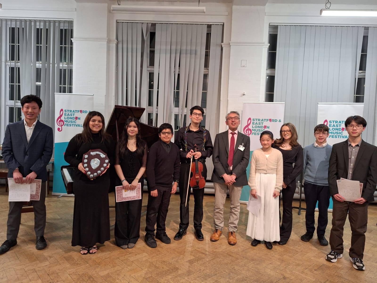 Well done to all our nine finalists at this year's Young Musician competition. To be in the competition meant you were the best of the best!
Singer, Chloe Marler, won the Young Musician shield and £250.
Congratulations to Lok Him (Duncan) Tsang for winning both the Felix Marr prize (£500) and also the EPTA Cup for the best under 18 pianist. Quite a feat!
We also awarded George Buggle the Forest School Trophy for Best Overall Drama Performance with a £100 prize, and Gamalini Kantharupan the Dacia Stevens Cup for most promising actor.
And many thanks to James Kirby for adjudicating. It was a tough job!
Well done to all.