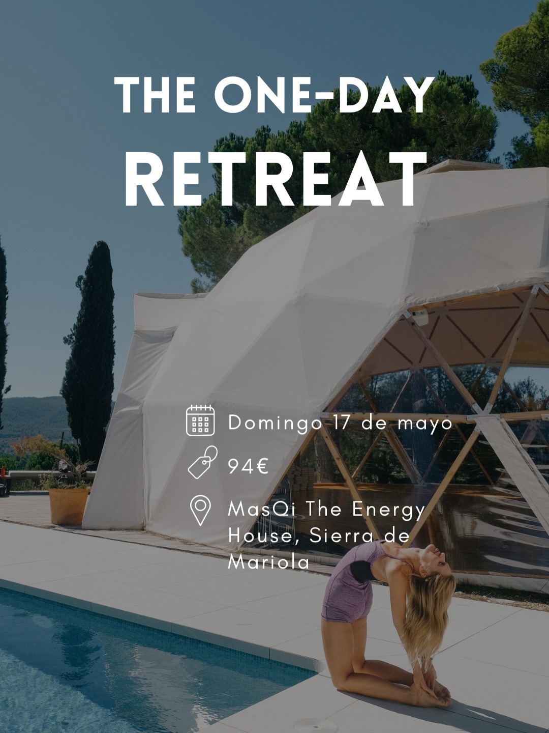 Volvemos a MasQi, The Energy House 🌿
🗓 Domingo 17 de mayo
💶 94€ (todo incluido excepto transporte)
Te invitamos a un día muy especial en MasQi, un lugar mágico en plena naturaleza, donde el silencio, la energía y la belleza se unen para ofrecerte una experiencia profunda de conexión y bienestar.
Disfrutaremos de:
✨ Prácticas para volver a tu centro
🥗 Comida saludable y deliciosa
🌳 Naturaleza que abraza
🤍 Un espacio para escucharte y recargarte
No importa tu nivel de experiencia, ¡este día es para tod@s!
Si no tienes coche, te podemos ayudar en organizar coche compartido. 🚗
📍 Reserva tu plaza a través de la web
Las plazas son limitadas. Para reservar hace falta un pago de 30€ por bizum.
Te esperamos con mucho cariño para compartir esta jornada transformadora.