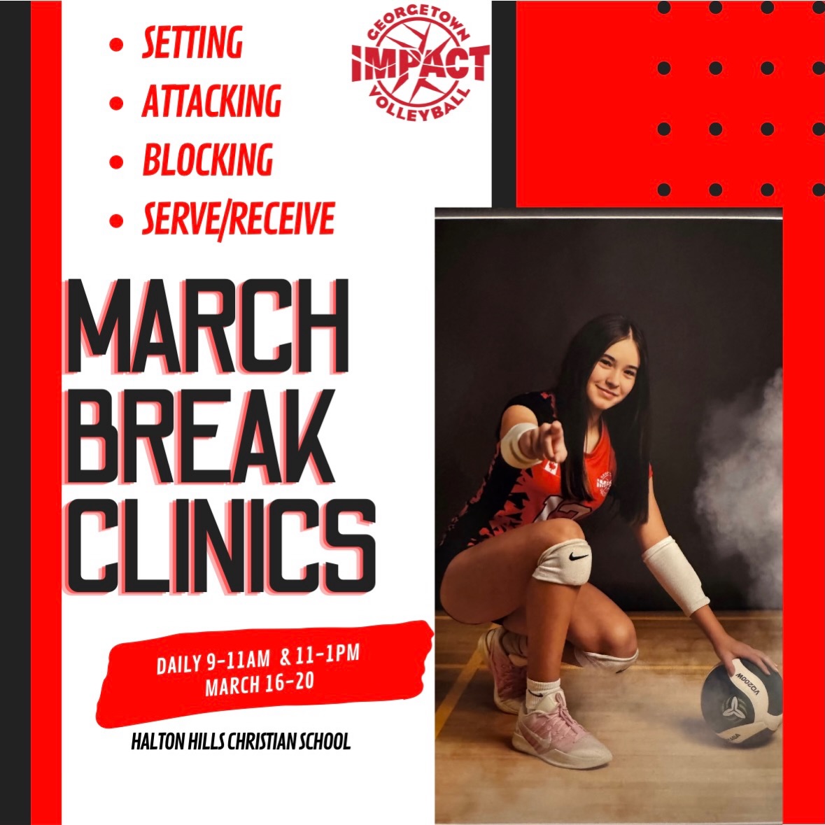 We still have some room in some of our clinics. We have Coach Nolan Shapcott (former Brock Badger) running all clinics on March 16 & 17 and Coaches Kevin Hughes & Tim Davis partnering for March 18, 19 & 20. Clinics are open to ANY OVA team player from any club. Registration link with program age/descriptions is in bio or on our webpage www.impactvolleyball.org
With player coaches Madi Clipperton @madi.volleyball & Mitchel Watkins @mitchplaysp2