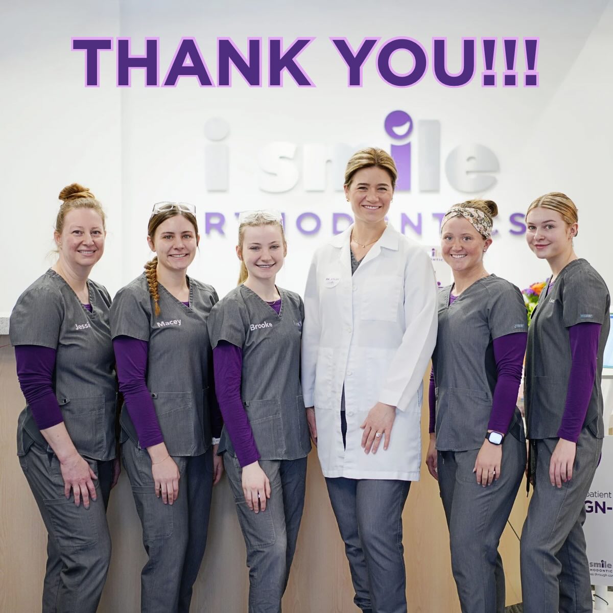 Dental Assistant Week gave us the perfect opportunity to pause and recognize the incredible impact our assistants make every single day at i smile orthodontics.
They keep appointments running smoothly, support Dr. Stiles with excellence, and bring warmth and confidence into every room they walk into.
Join us and give them a big shout out, because they truly are the champions behind the scenes!
Thank you for all you do, we truly appreciate you so very much!💜