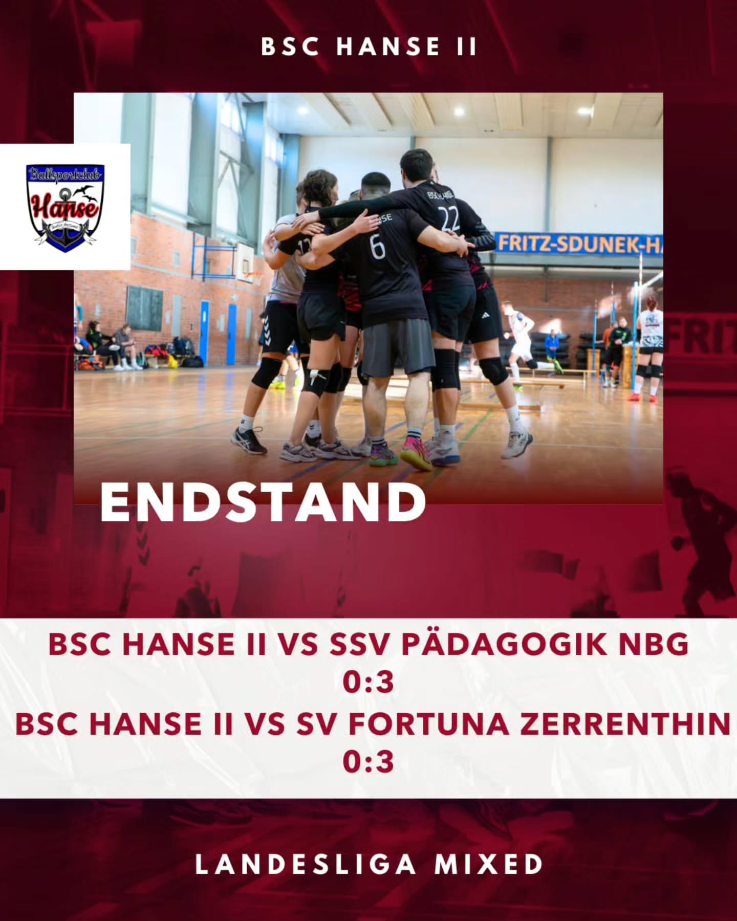 +++ Harter Spieltag +++
Denkbar knapp wurden die beiden Spiele gegen Pädagogik und Zerrenthin verloren. Den Schwung aus diesen Spielen wollen wir für den letzten Spieltag mitnehmen
#LLMixed #Mixedvolleyball #bschanse #volleyballingreifswald #volleyballgreifswald