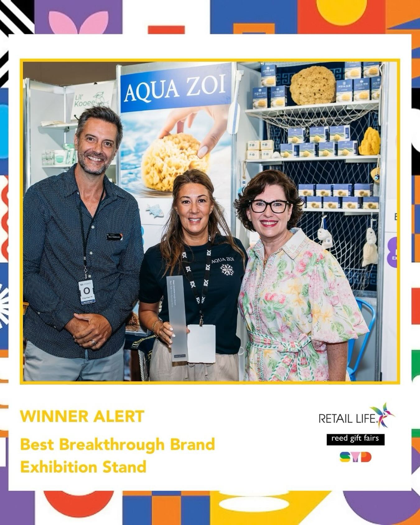 WINNER ALERT! 🏆
Best breakthrough exhibition stand - Aqua Zoi
Aqua Zoi, what a breakthrough they have made.
They delivered a thoughtfully executed stand that strongly reflected their brand heritage and the authenticity of natural sea sponge harvesting.
The subtle Mediterranean blue palette, combined with rope and net detailing, created a cohesive environment that speaks clearly to Greek tradition and ocean provenance. The styling feels intentional and grounded, reinforcing authenticity without distracting from the product itself.
The front-of-stand activation is particularly effective. The showreel feature and tactile product placement invite buyers to pause, touch and engage - an essential strength in a category where texture and quality are key selling points.
Product presentation has been carefully considered. Three-tier shelving introduces height variation and structure, while integrated propping enhances storytelling without overcrowding the space. Repetition builds visual impact.
Brand cohesion is evident throughout, from packaging alignment to team presentation.
Authentic. Cohesive. Confident.
Congratulations @aqua_zoi 👏🏻👏🏻👏🏻