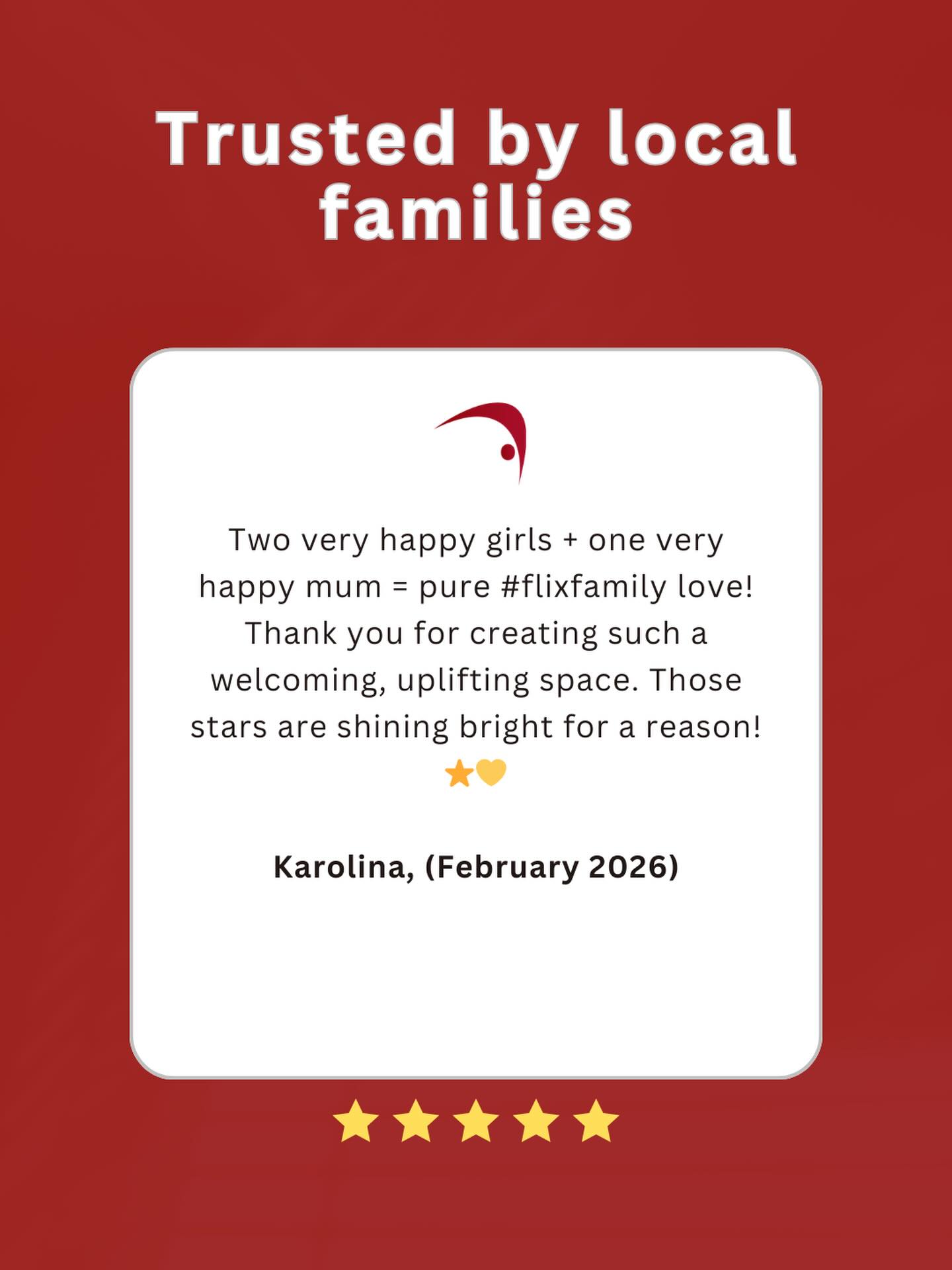 ⭐️Feedback from parents like this, is the reason we do what we do⭐️
Our main aim as a club is to create a welcoming & exciting place for children to learn gymnastics🥳
Don’t just take their word for it… sign up to one of our classes today & see what Flix is all about!!🤸♀️🤸♀️🤸♀️
#flixfamily #gymnastics #newclub #bedford #acrobaticgymnastics