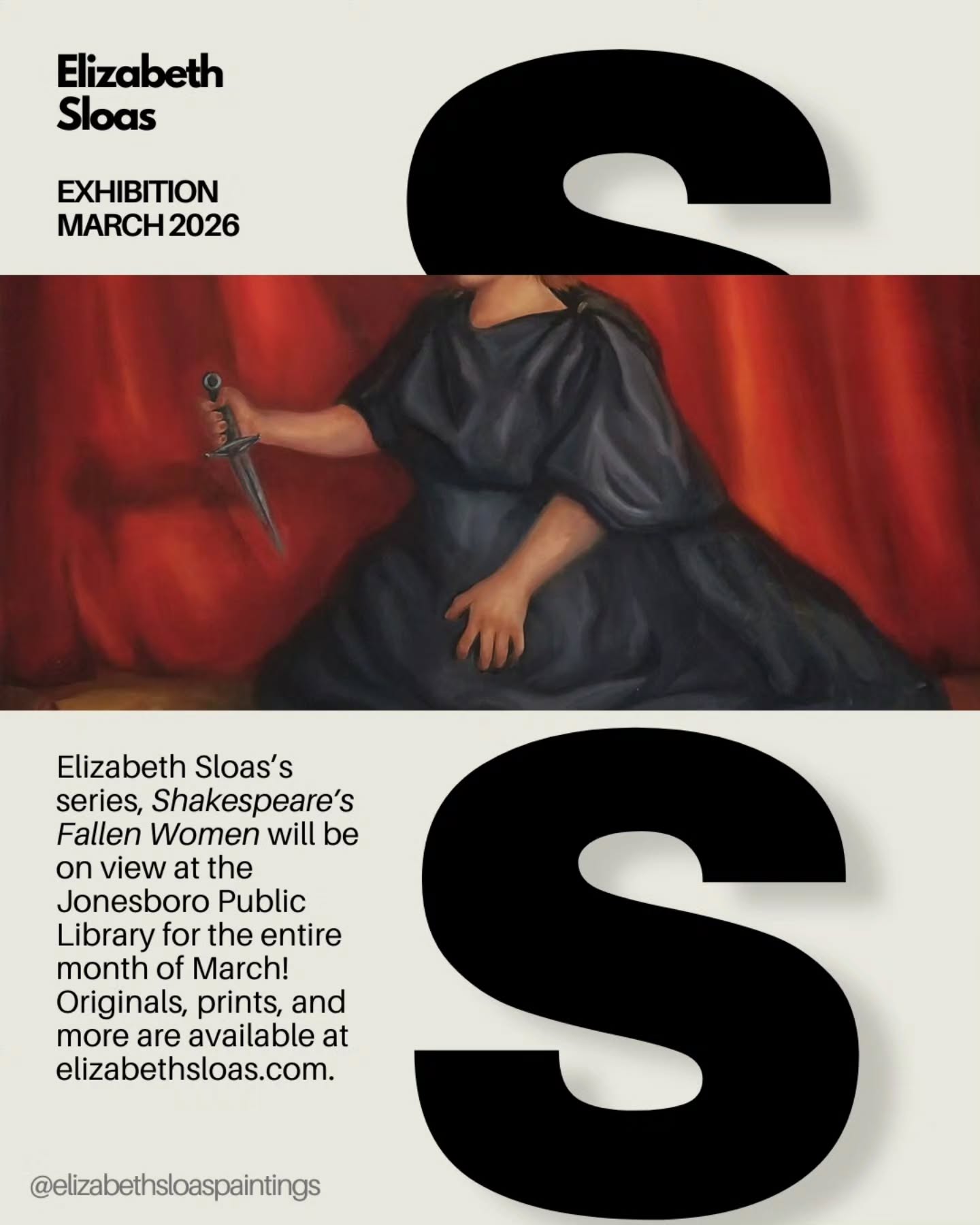 Be sure to stop by the Jonesboro Public Library this month to see my series, "Shakespeare's Fallen Women!"
And remember to reclaim the stage 🎭
#femaleartist #oilpainter #shakespeare #artexhibition #portraitartist