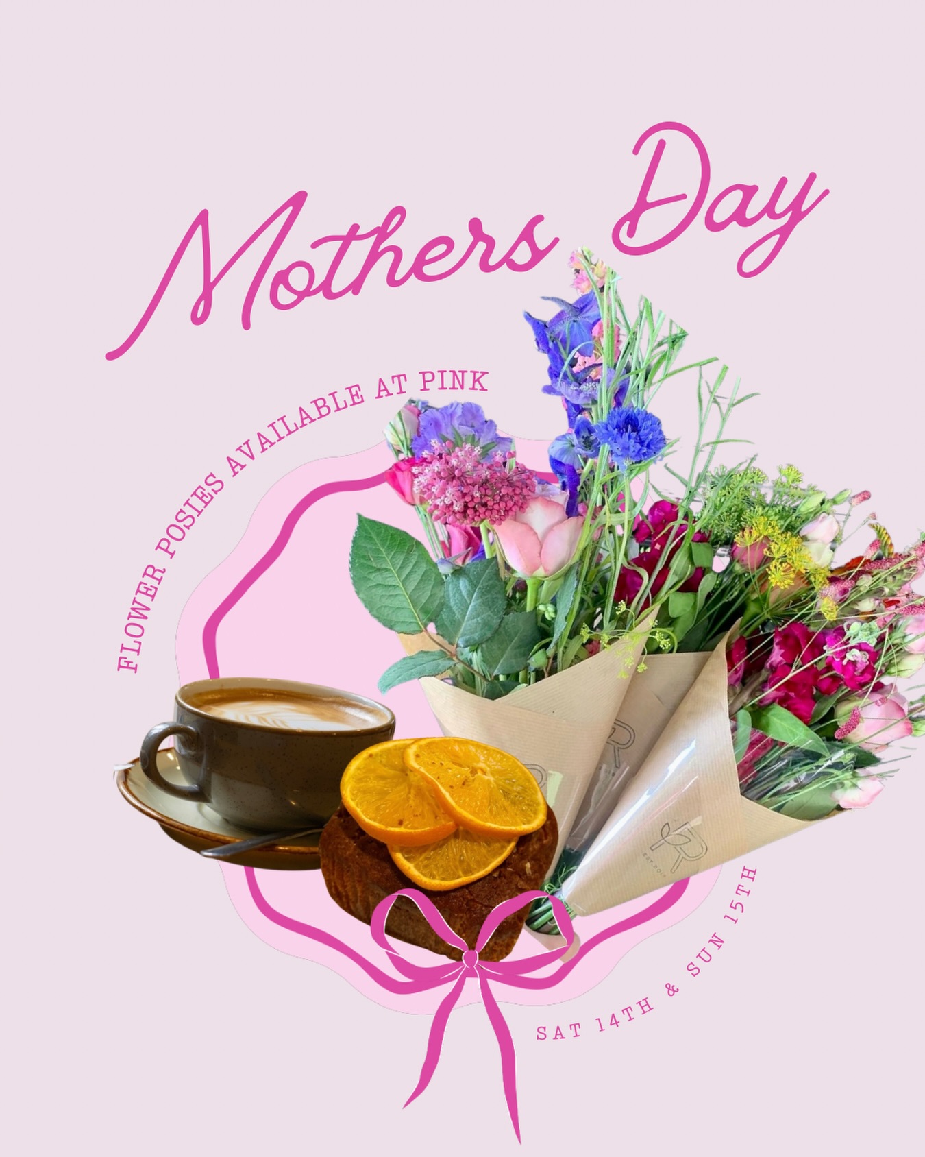 Mother’s Day at Pink 💐
We’re teaming up with @rewild_flowers to bring beautiful spring posies to Pink at @lauderdalehouse this Mother’s Day weekend.
Pick up a pretty bouquet for Mum, then stay for coffee, cake and something freshly baked.
Hand-tied Spring posies available for £12 each
(with £2 from each bouquet donated to Teenage Cancer Trust 💗)
The perfect little Mother’s Day treat.
#northlondon #mothersday #springflowers #coffeshop