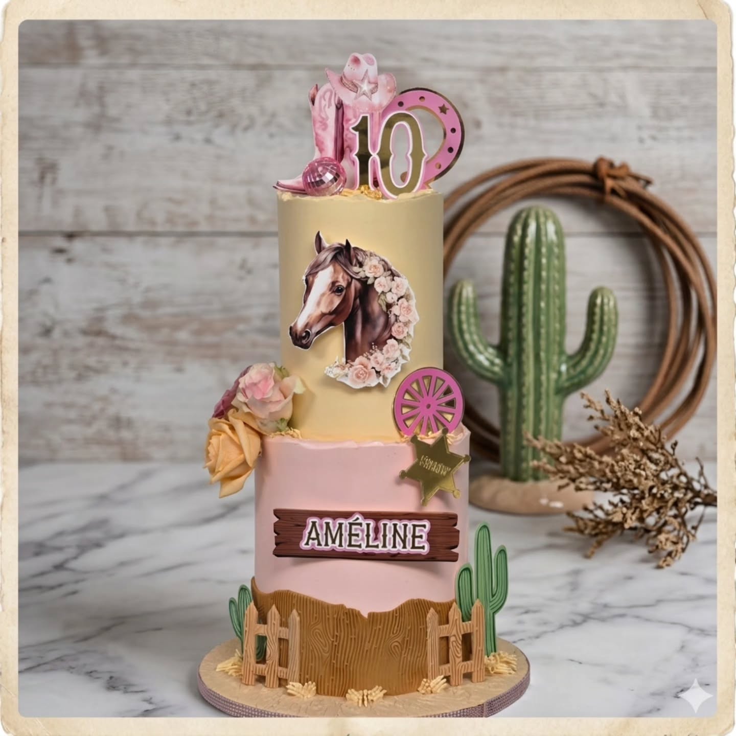 Voor Améline die 10 werd. Thema Western party... jihaaaaaa ride my horse... 🐎🐴🌵🤠🤠🤠 #western #country #horse #cake #taart