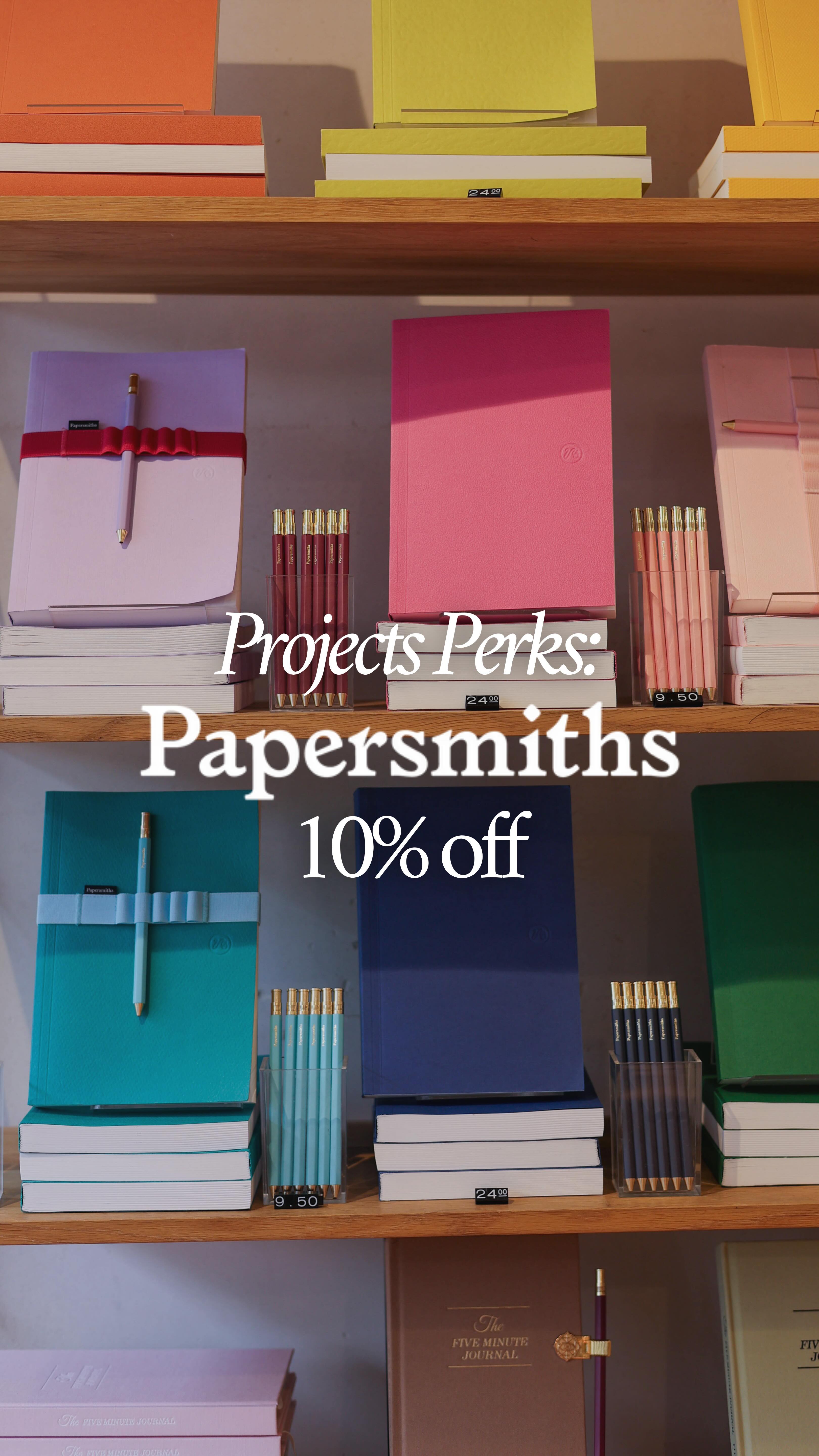 Projects X Papersmiths 📝
For this months Projects Perk spotlight we’re highlighting one of Brighton’s favourite stationery shops, @paper_smiths
It’s the go-to place for beautiful work and life essentials like planners, notebooks, pens, pencils and all the little tools that help you stay organised and creative.
As a Projects member you get 10% off when you shop in store, all year round.
Drop by at 21 Sydney Street for your stationery fix.