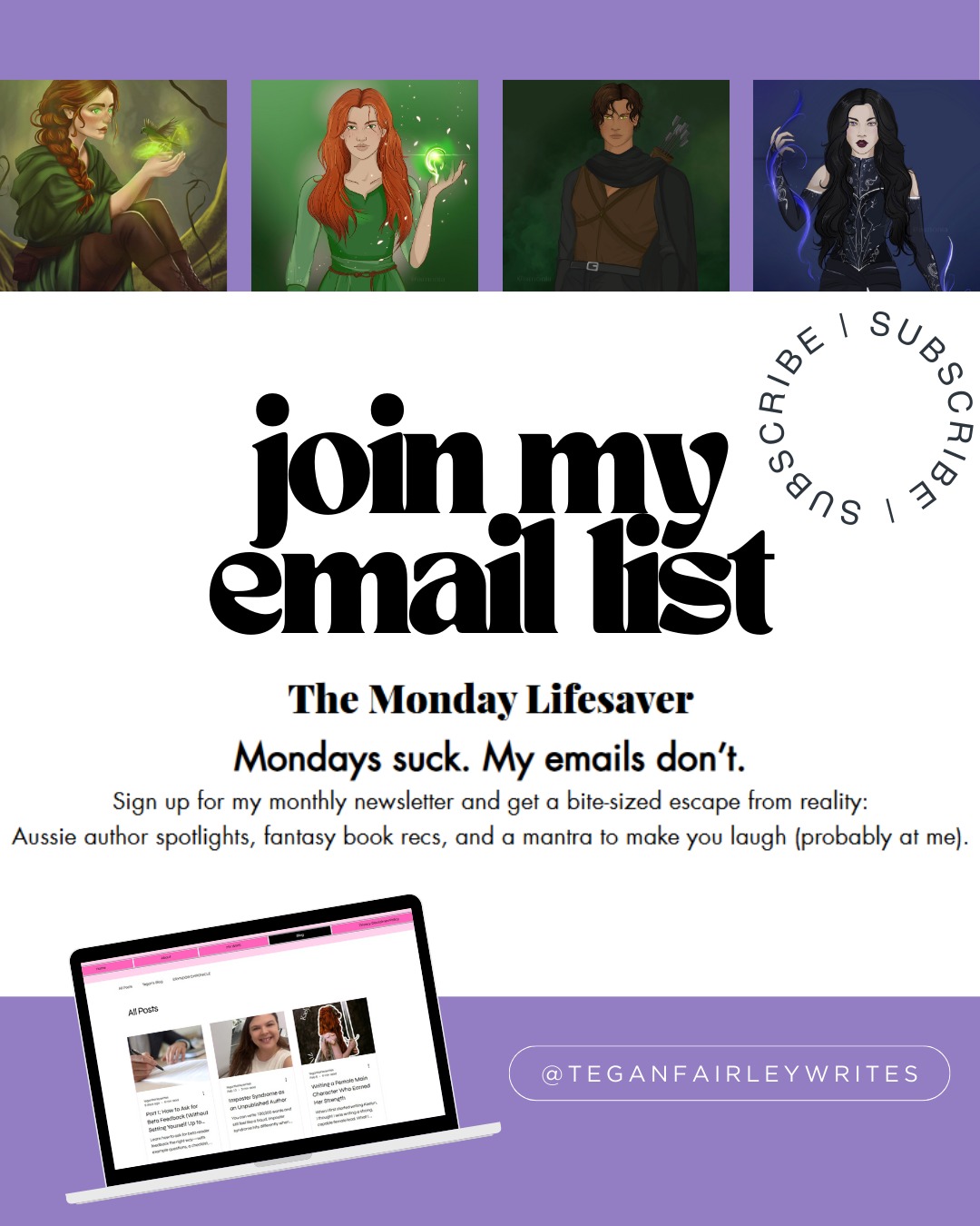 Mondays suck. My emails don’t. 💌
The Monday Lifesaver drops on the first Monday of every month.
Inside:
- Aussie author spotlight
- A chaotic little mantra
- Something fun you can play before your coffee gets cold
- Plus bookish chaos from yours truly
It’s free. It’s fun. It’s mildly unhinged.
Sign up via the link in my bio and let me emotionally support you through your inbox.