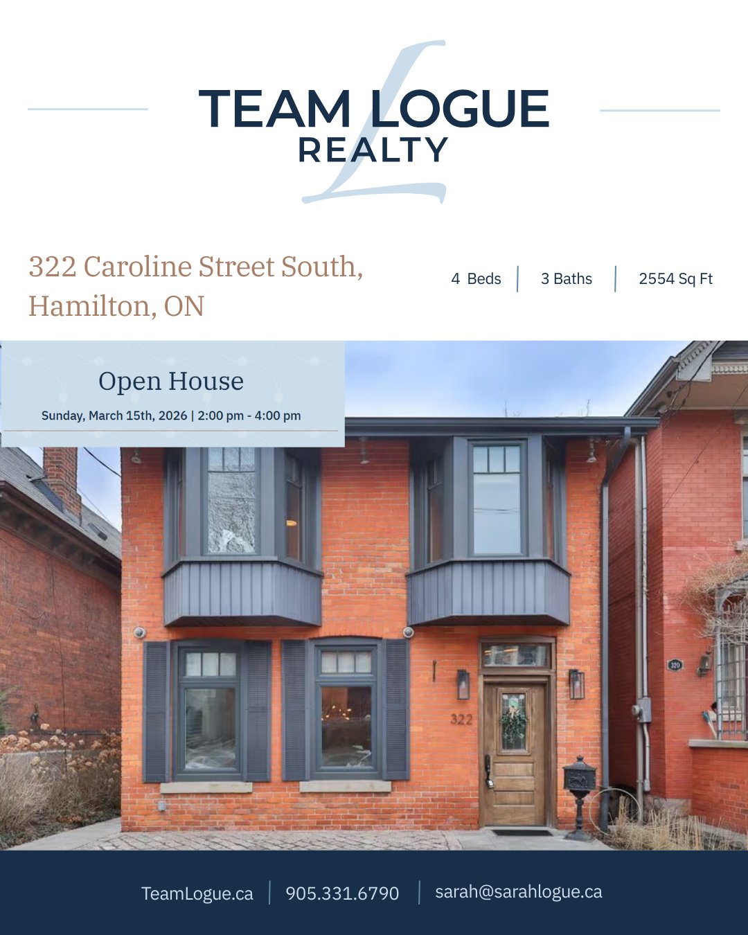 🏡 NEW LISTING IN DURAND WITH PARKING!
✨ Join me Sunday from 2–4 PM for an Open House at this stunning new listing in the Durand area of Hamilton — with parking! ✨
📍 322 Caroline Street S, Hamilton, ON
Step into timeless elegance in one of Hamilton’s most coveted neighbourhoods. This beautiful circa-1870 family home blends historic charm with modern comfort and is sure to impress from the moment you walk in.
-The magnificent main floor welcomes you with soaring ceilings and beautiful pine flooring, leading into expansive living and dining spaces perfect for entertaining. A -custom bar area creates the ideal setting for hosting friends and family.
The chef-inspired kitchen features a large working island with seating and abundant cabinetry, all open to the cozy sunken family room with fireplace and walkout to the private backyard.
Upstairs offers:
🛏 4 spacious bedrooms, including an oversized primary suite with private 3-piece ensuite
🛁 5-piece family bathroom
🧺 Convenient upper-level laundry
Step outside to your reimagined backyard oasis — perfect for entertaining with alfresco dining under the cabana, space to watch the game, and low-maintenance artificial turf inside a fully fenced yard.
📍 Located just steps from the shops and restaurants of Locke Street and James Street South, and close to hospitals, parks, and excellent schools — this location is ideal for families and professionals alike.
📣 Join me Sunday, 2–4 PM to tour this incredible new listing in Durand — and yes, it comes with parking!
Hosted by Cathy Erskine | Team Logue Realty
📩 Message for details or a private showing. 905-870-7732