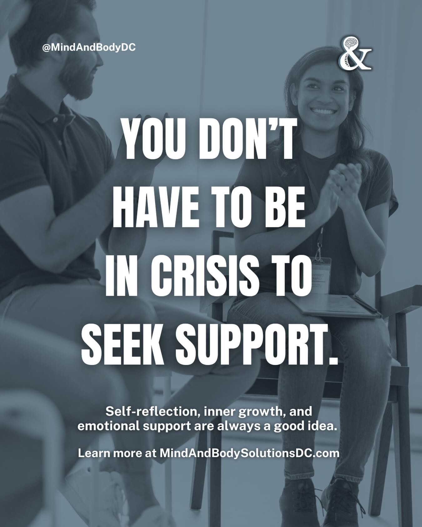 Therapy isn’t only for rock-bottom moments. It can be a space to process stress before it becomes burnout, to strengthen relationships before resentment builds, or to understand yourself more deeply before patterns feel stuck.
Seeking support doesn’t mean something is “wrong.” It can simply mean you’re ready to grow, reflect, or feel more regulated in your daily life.
If you’ve been waiting for things to get “bad enough,” consider this your permission not to wait. Schedule a session at MindAndBodySolutionsDC.com
#WashingtonDCtherapist #DCTherapy #DMVTherapist #TherapyIsForEveryone #MindAndBodySolutionsDC