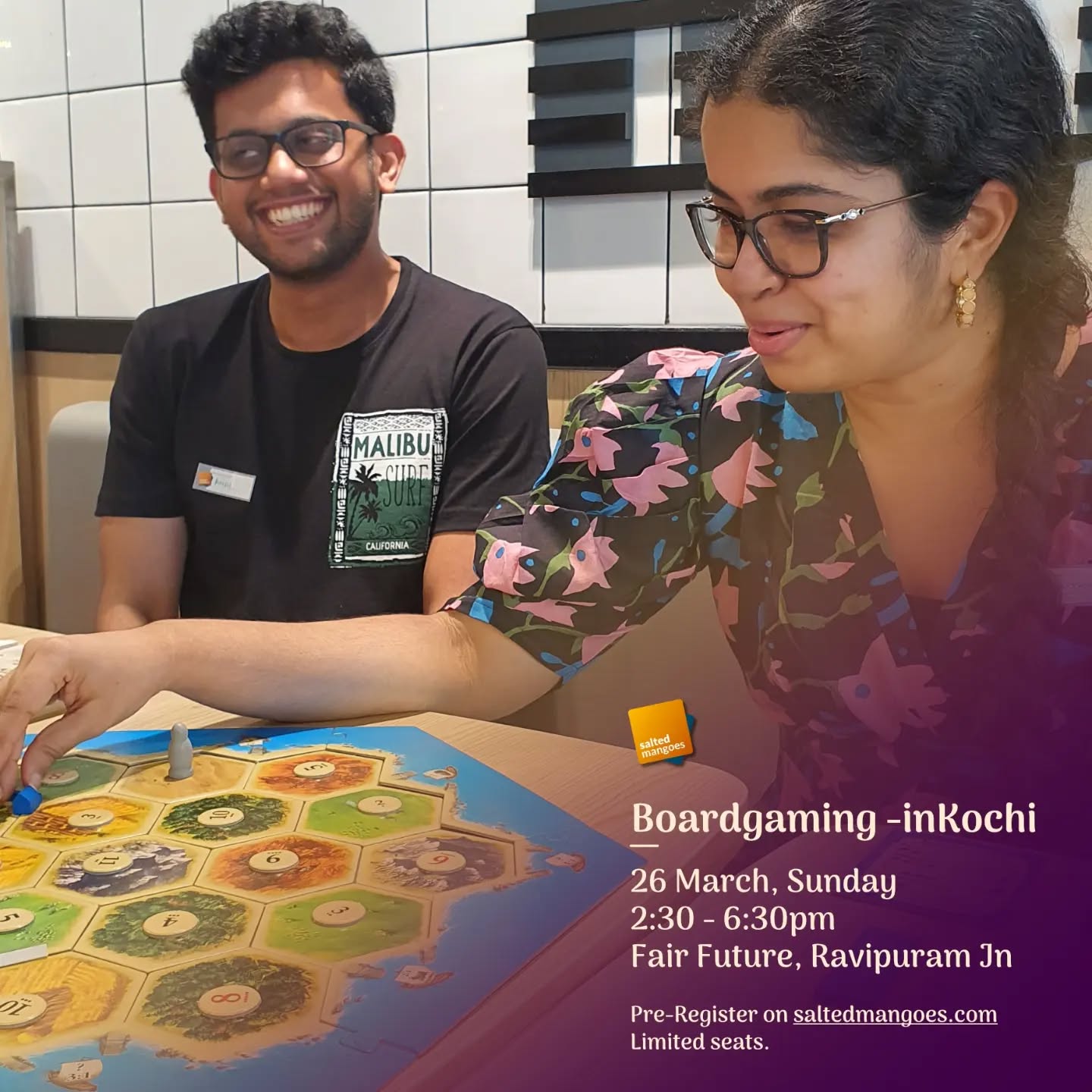 Now experience Gameful Learning in Kochi - from a collection of 50+ boardgames
A unique opportunity to explore a culture / meet-up that's popular among students abroad. Boardgames help players upskill soft skills by just playing a game. Learn - time management, strategy planning, prioritisation, resource management, optimisation, future planning etc. through a collection of 50+ boardgames with SaltedMangoes on Sunday, 26 March at Fair Future Office space in Ravipuram.
Come alone or with your friends and play from our collection of 50+ board games. We will help you choose a game based on your interests, teach you how to play it, and even share common strategies on how to win.
Boardgaming in Kochi / Sunday, March 26
Limited seats. Register now. Link in bio
#kochimeetup #eventsinkochi #malayaliboardgamer #learnthroughgaming