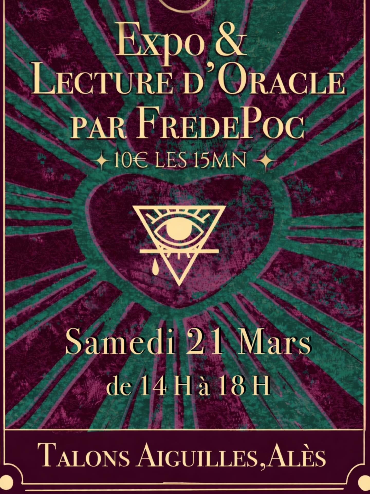 Samedi 21 Mars, FredePoc revient pour une Lecture d’Oracle !
Une petite guidance dans ce monde de fou, ça vous dit ?
Réserve ton créneau de 14h à 18h.
C’est 10e, les 15 mn
A très vite 😊❤️
