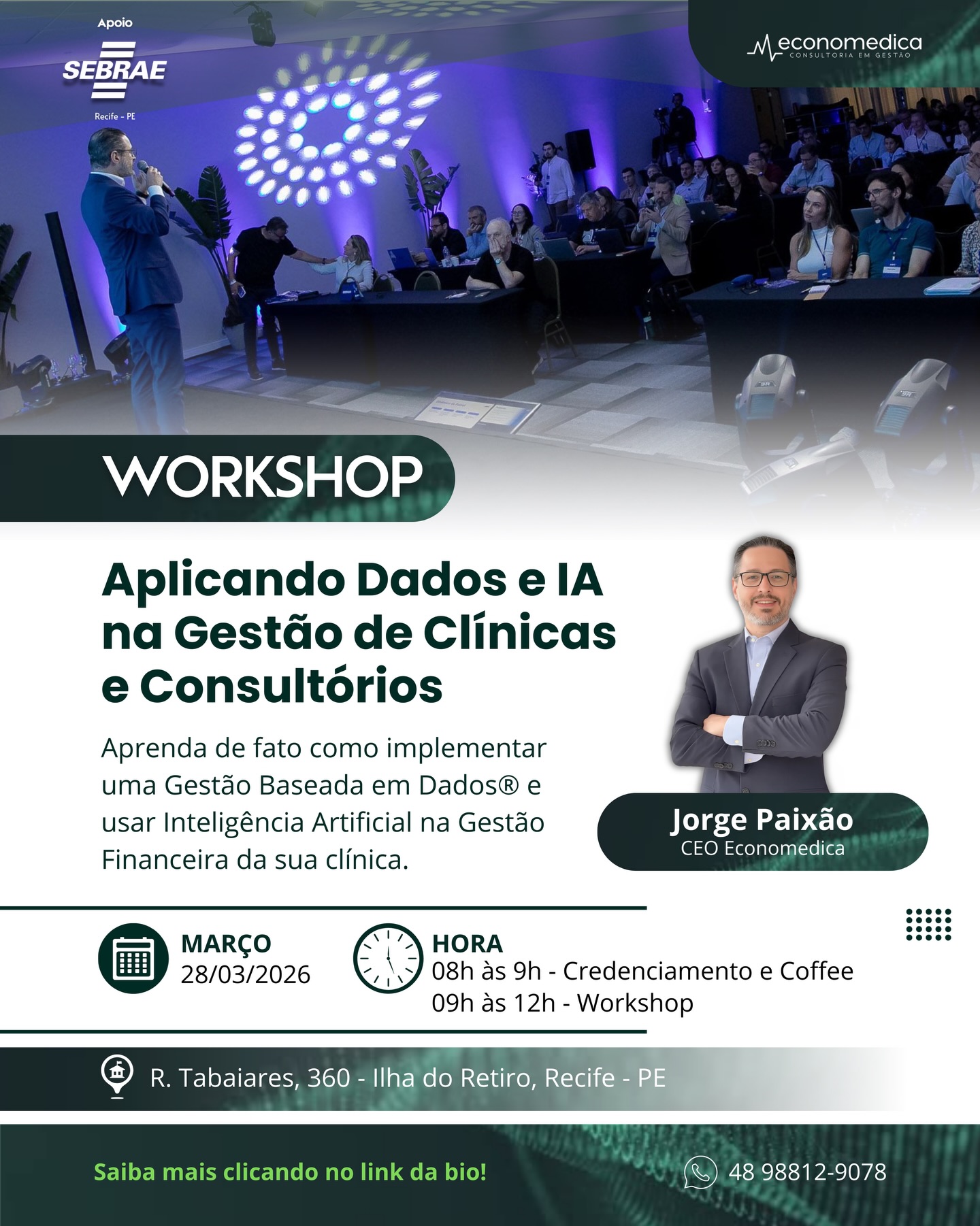 Gestão baseada em dados não é tendência.
É o que separa clínicas que crescem das que ficam estagnadas.
No dia 28/03, em Recife, vamos mostrar na prática como usar dados e inteligência artificial para tomar decisões melhores na gestão da sua clínica.
🔗 Inscrições no link da bio.
#GestaoDeClinicas #InteligenciaArtificial #SaudeEmpreendedora #GestaoBaseadaEmDados #Economedica