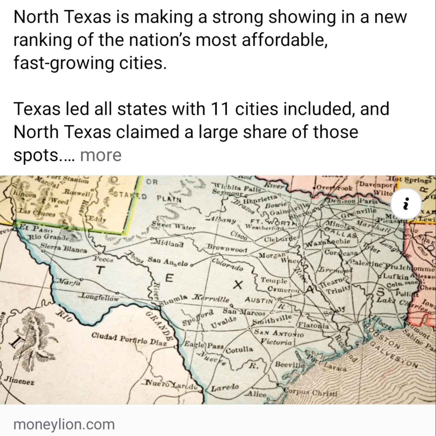North Texas is making a strong showing in a new ranking of the nation’s most affordable, fast-growing cities.
Texas led all states with 11 cities included, and North Texas claimed a large share of those spots.
Frisco earned the top spot overall, while McKinney ranked No. 4 and Allen came in at No. 6. Lewisville followed at No. 11, with Denton, Fort Worth, and Grand Prairie also landing in the top 50.
Researchers factored in median household income and estimated how much money residents have left after housing and living expenses. That combination helped several North Texas cities stand out, especially those pairing strong job markets and steady population gains with more attainable living costs than many competing metros.
What makes this ranking especially notable is that it is not limited to just one part of the region. From high-growth suburbs like Frisco, McKinney, and Allen to larger established cities like Fort Worth and Denton, the list shows that demand and momentum are spread across North Texas.
As the region continues to attract new residents and employers, rankings like this offer another reminder of why North Texas remains one of the most closely watched housing markets in the country.
www.KUFERBERG.com