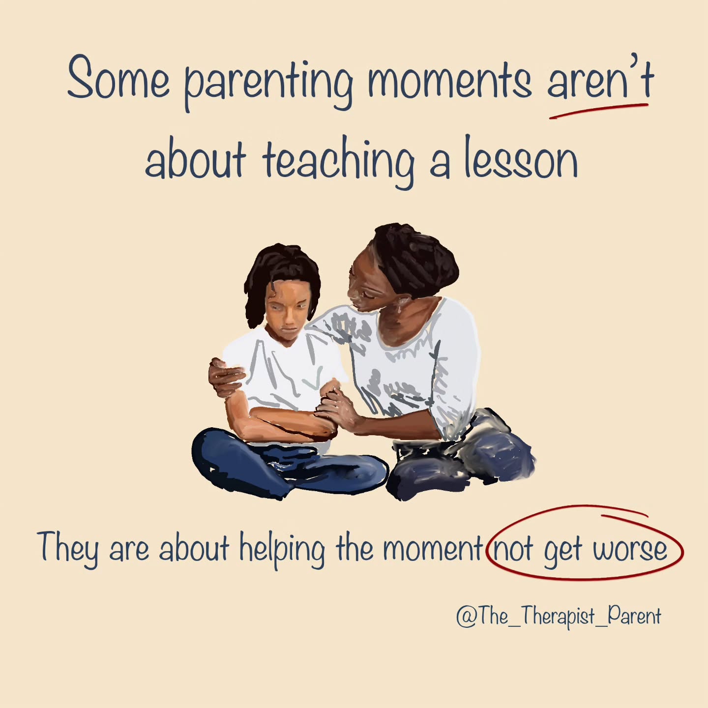 Parents often feel pressure to respond perfectly in difficult moments.
But sometimes the most helpful thing we can do is focus on not escalating the situation further.
Not every moment needs a lesson.
Sometimes it just needs a pause.
The teaching can still happen.
Just usually later.