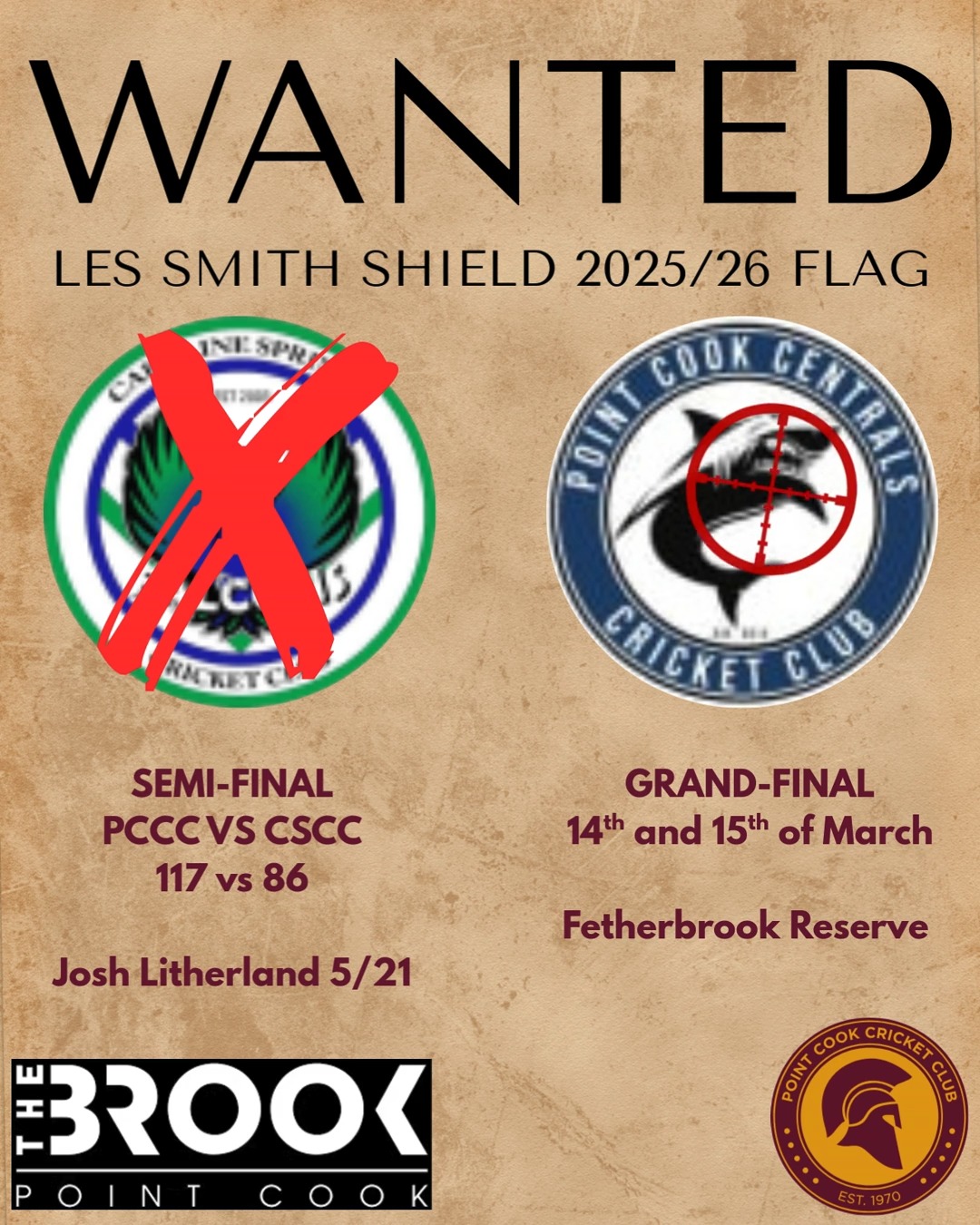 The 2nd XI are running the reverse of our 1st XI where they're going fishing for some Shark this weekend. Those close enough to Featherbrook get down to the ground as there will be plenty of disapointed PCCCC 1st XI players not playing this week looking for some cross suburb revenge for getting knocked out last weekend.
#VTCA #PCCC #WarriorWay