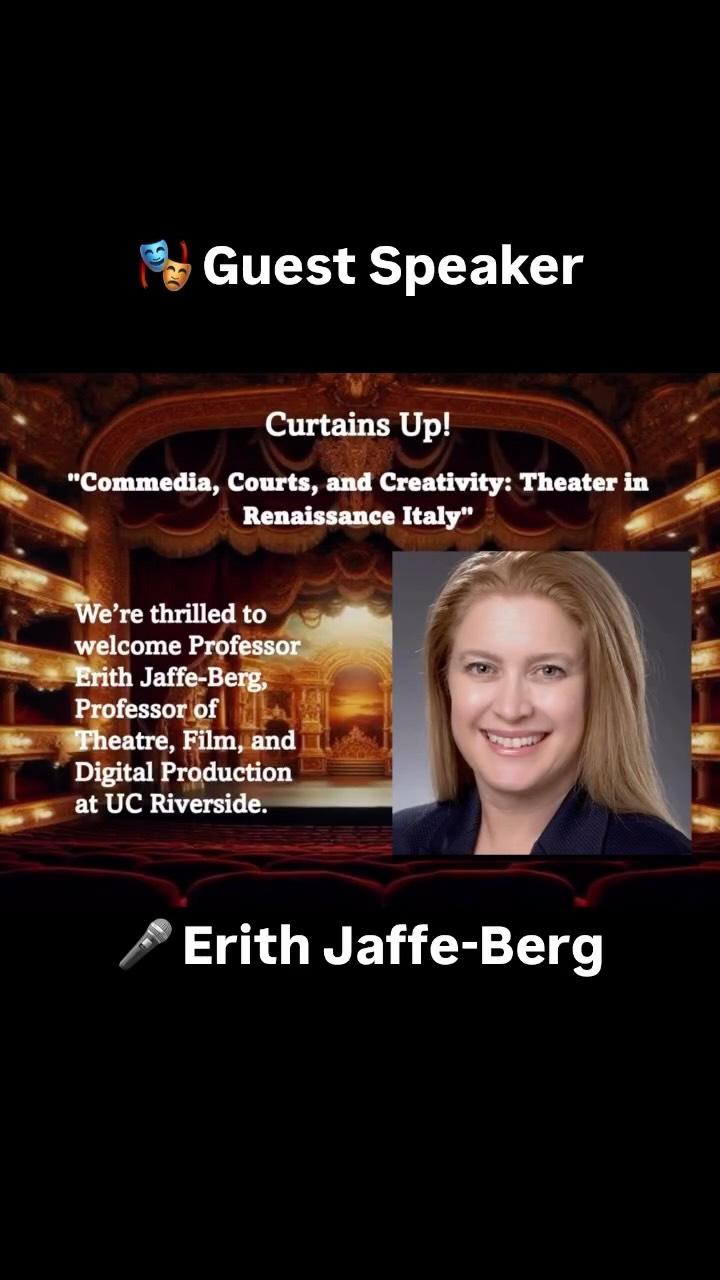 🎭 Exciting Guest Alert! 🎙️
We’re thrilled to welcome Erith Jaffe-Berg, Professor and former Chair of Theatre, Film, and Digital Production at UC Riverside, to Curtains Up! 🌟
Professor Jaffe-Berg is a leading scholar of Commedia dell’Arte and early-modern Mediterranean theatre, exploring how multilingual and minority communities shaped performance traditions.
Tune in to hear her insights on theater history, Commedia, and the ways historical performance still influences modern stages!
💌 Got questions? Drop them in the comments!
#CommediaDellArte
#TheaterEducation
#UCriverside
#PerformingArts
#TheaterHistory