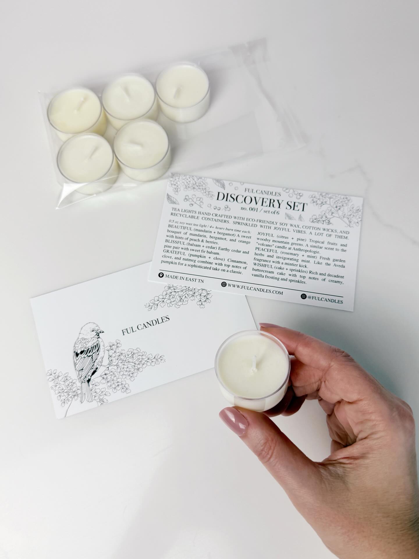 You asked. We answered. Introducing our discovery sets. A perfect way to sample our scents before you buy a full size. 2 sets with 6 tea lights. 6 different fragrances in each set. Happy smelling! 🔥