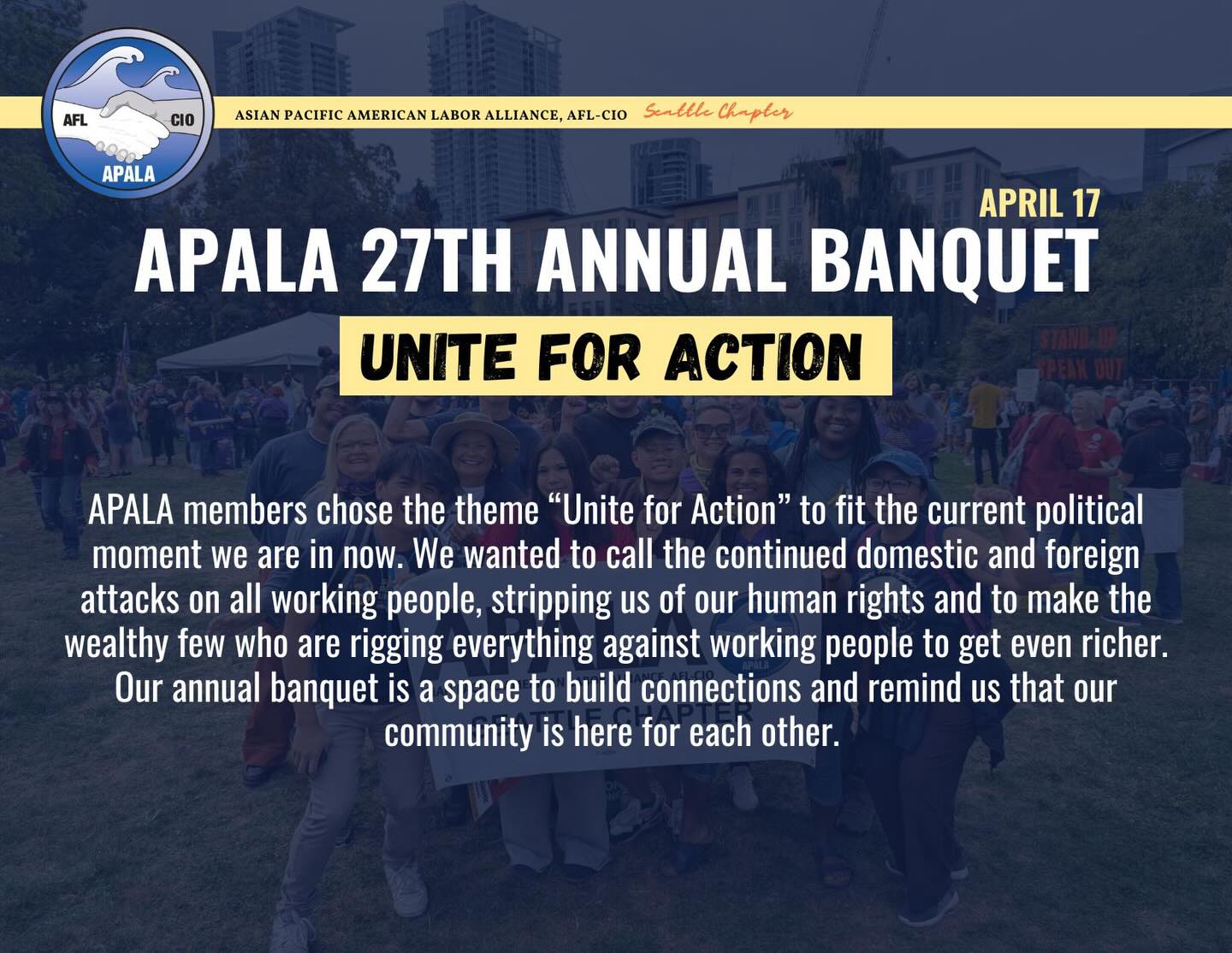 Behind every successful banquet is a team making it happen. Shoutout to our APALA members who helped us brainstorm and helped choose the theme. Your ideas truly reflects our experience as community. #APALASeattle #UniteforAction