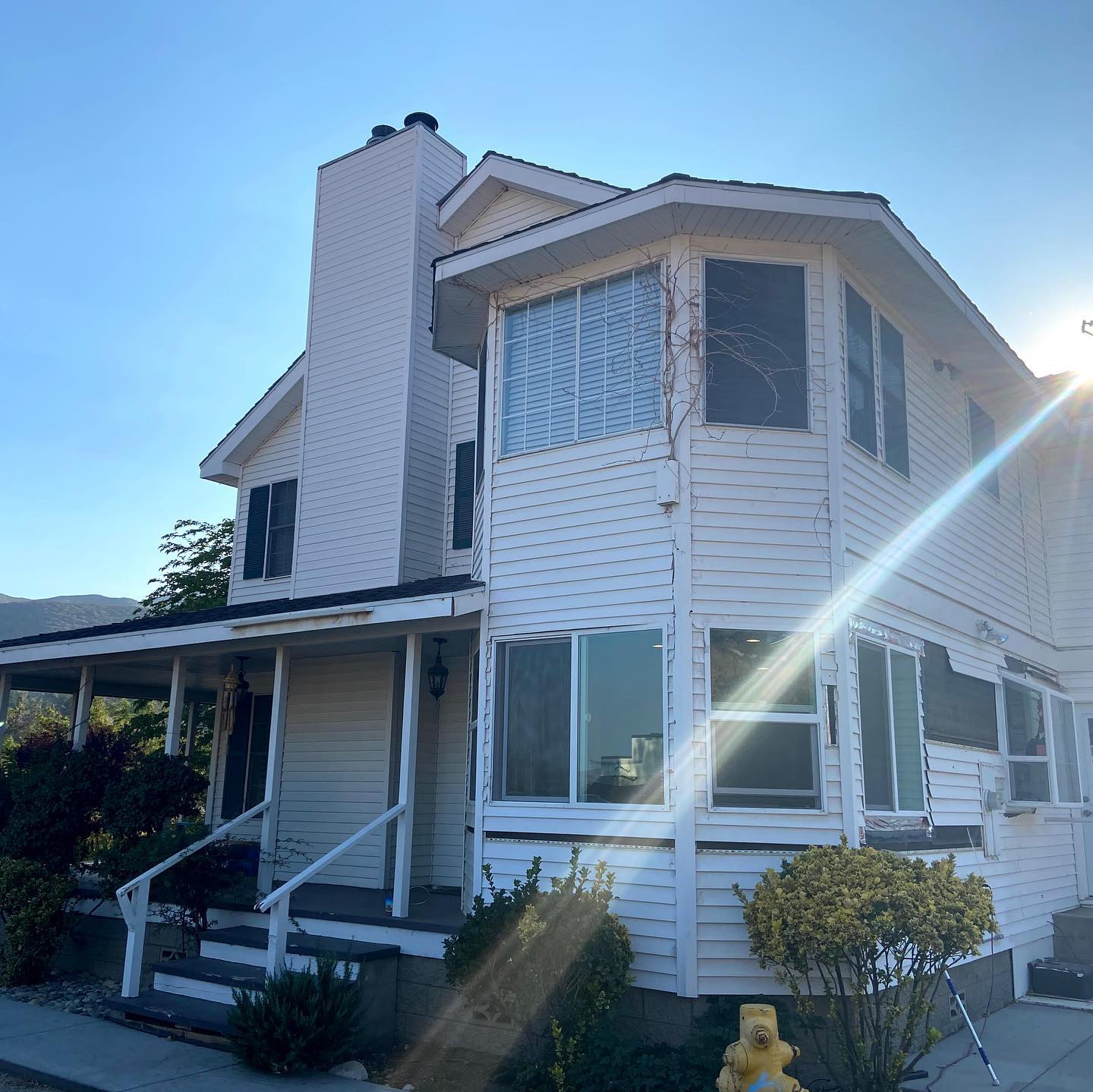 These are before, during and after pics of our latest Vinyl siding job. This client came to use because they had windows replaced and the contractor damaged their existing siding. We removed all of the siding on the back of the home, waterproofed the area and installed new siding to match. We also added a soffits and fascia system to give the home a greasy clean look.