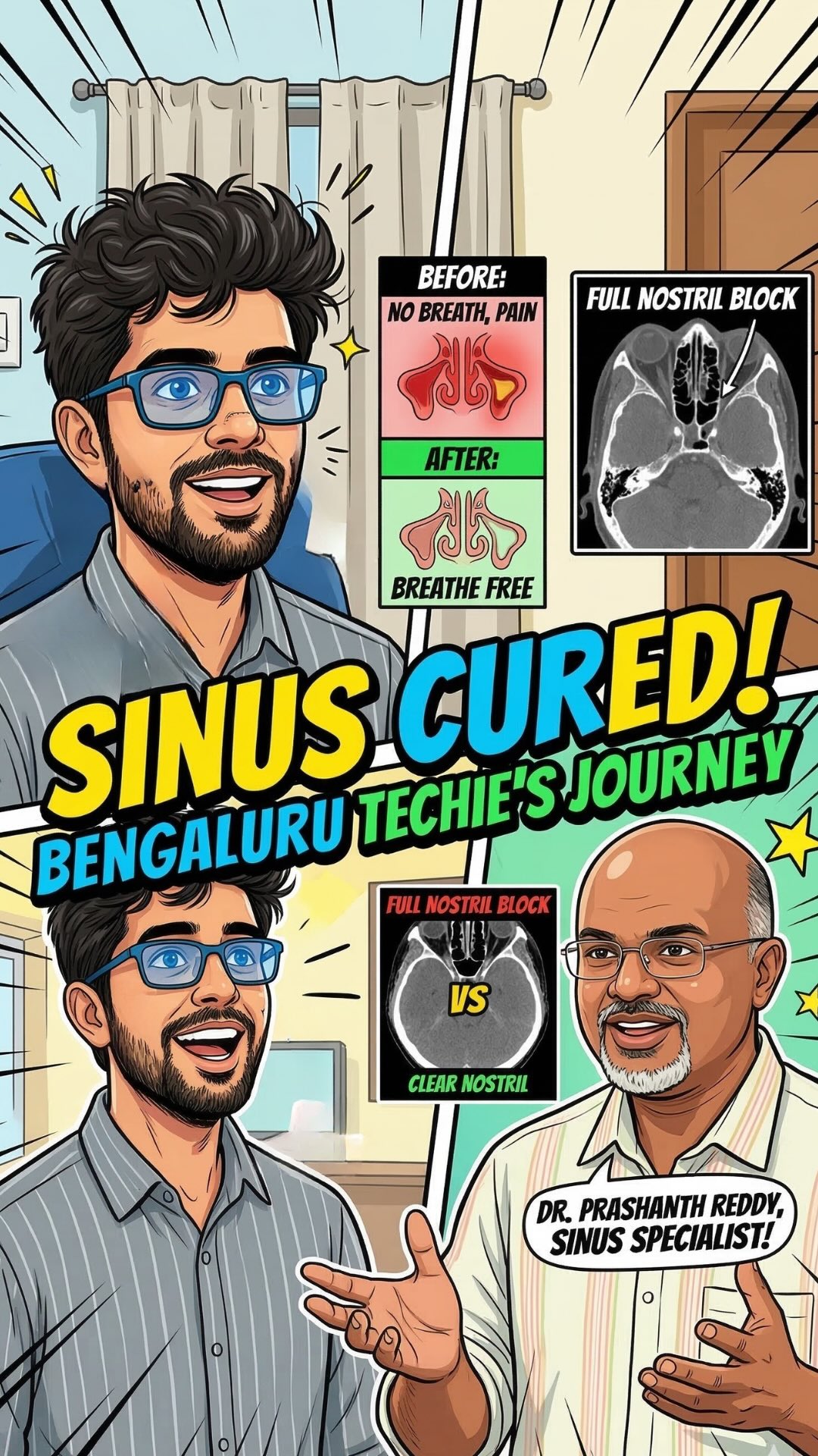 From Chronic Sinus Pain to Rocketing Confidence: A Patient’s Journey with Dr. Prashanth Reddy
Chronic sinus issues do more than just block your nose—they drain your energy and disrupt your life. For Venkateswara, a software engineer in Bangalore, years of persistent headaches, mucus, and weather-triggered sneezing were taking a massive toll.
The turning point? Consulting with Dr. Prashanth Reddy, widely recognized as the best ENT specialist in Bangalore.
After a thorough diagnostic scan revealed a fully blocked nostril and severe sinus complications, Dr. Reddy provided a clear, surgical roadmap to recovery. It wasn’t just the successful procedure that stood out, but the confidence and assurance Dr. Prashanth Reddy gave his patient every step of the way.
The results speak for themselves:
Restored Sleep: No more restless nights due to breathing issues.
Zero Visible Scars: Advanced techniques ensured no marks were left behind.
Anxiety-Free Recovery: A transformation that “increased confidence levels like a rocket.”
If you’re searching for the best ENT specialist in Bangalore to help you breathe, sleep, and live better, Dr. Prashanth Reddy offers the expertise and patient-centered care you need to get back to your best self.
Why Dr. Prashanth Reddy is a Top Choice:
Diagnostic Precision: He prioritizes thorough scans to ensure an accurate diagnosis before any treatment begins.
Patient Assurance: He specializes in lowering patient anxiety through clear communication and expert guidance.
Modern Techniques: His approach to surgery allows for rapid discharge and results with no external scarring.
#DrPrashanthReddy #ENTBangalore #SinusSurgery #BestENTSpecialist #BangaloreHealthcare