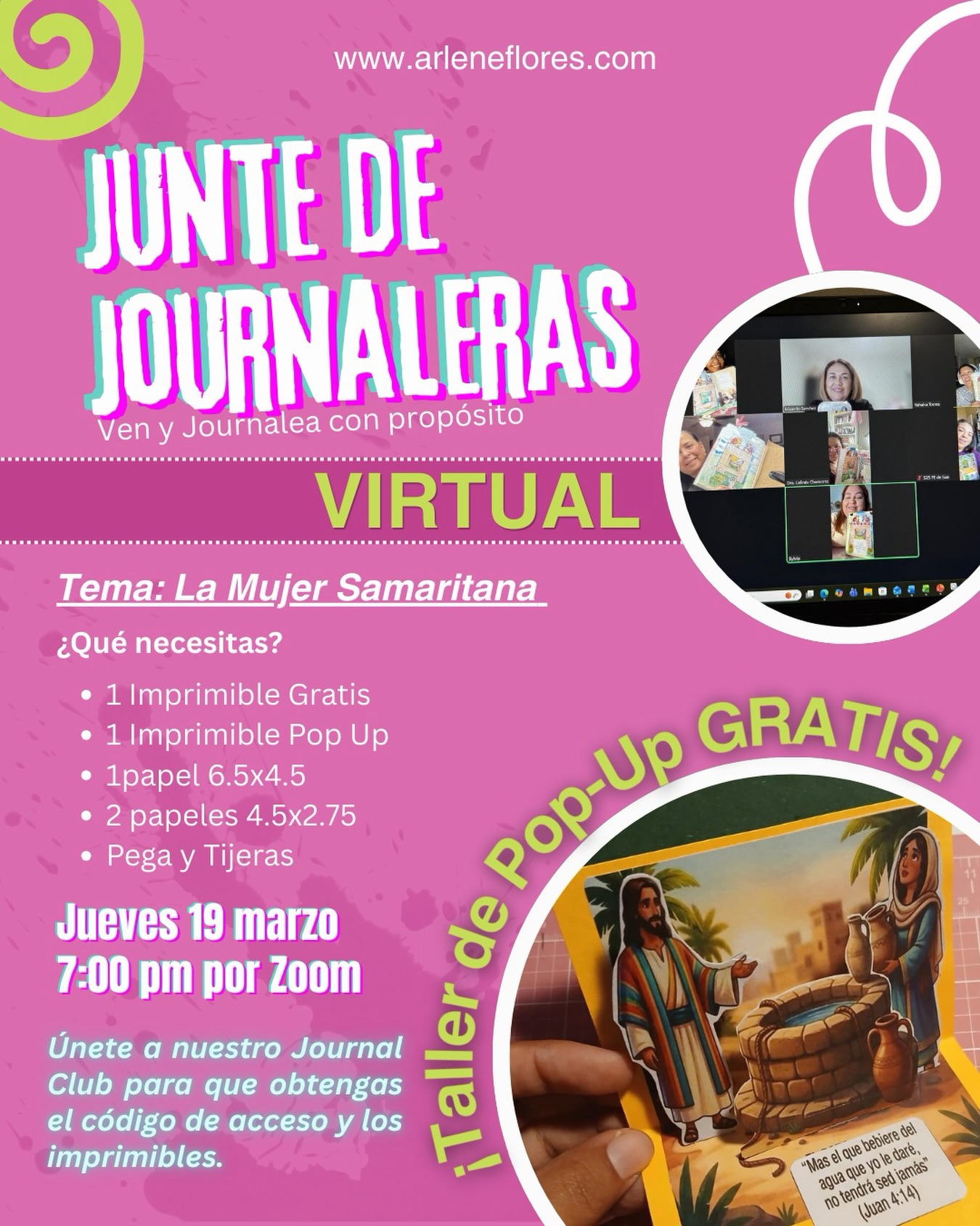 💕No te lo puedes perder! Crearemos algo hermoso con el tema de la mujer samaritana.
✂️Además tendremos un taller de Pop Up Gratis!!!
✨¡Únete a este Movimiento Creativo Inspirado por Dios!✨
Comenta CLUB para que te unas a nuestro Journal Club y obtengas el código de acceso y los imprimibles!
#juntedelasjournaleras #arleneflores #clubdejournaleras #movimientocreativoinspiradopordios #journalingcreativo