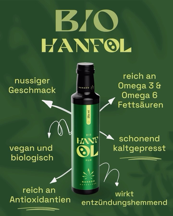 Unser kaltgepresstes Bio-Hanföl überzeugt durch seinen nussigen Geschmack und seine natürlich guten Inhaltsstoffe wie Omega- Fettsäuren und wertvollen Vitaminen.
Kaltgepresste Öle eignen sich nicht zum Braten und Hocherhitzen, sondern glänzen in der kalten Küche: im Salatdressing, als Topping auf Bowls und Suppen, in Dips, Aufstrichen, Pestos oder pur mit etwas Salz zu Baguette. 🌱
Außerdem könnt ihr es auch äußerlich zur Pflege von Haut und Haar verwenden.
#hanföl #omega3 #bvitamine #veganundgesund #superfood